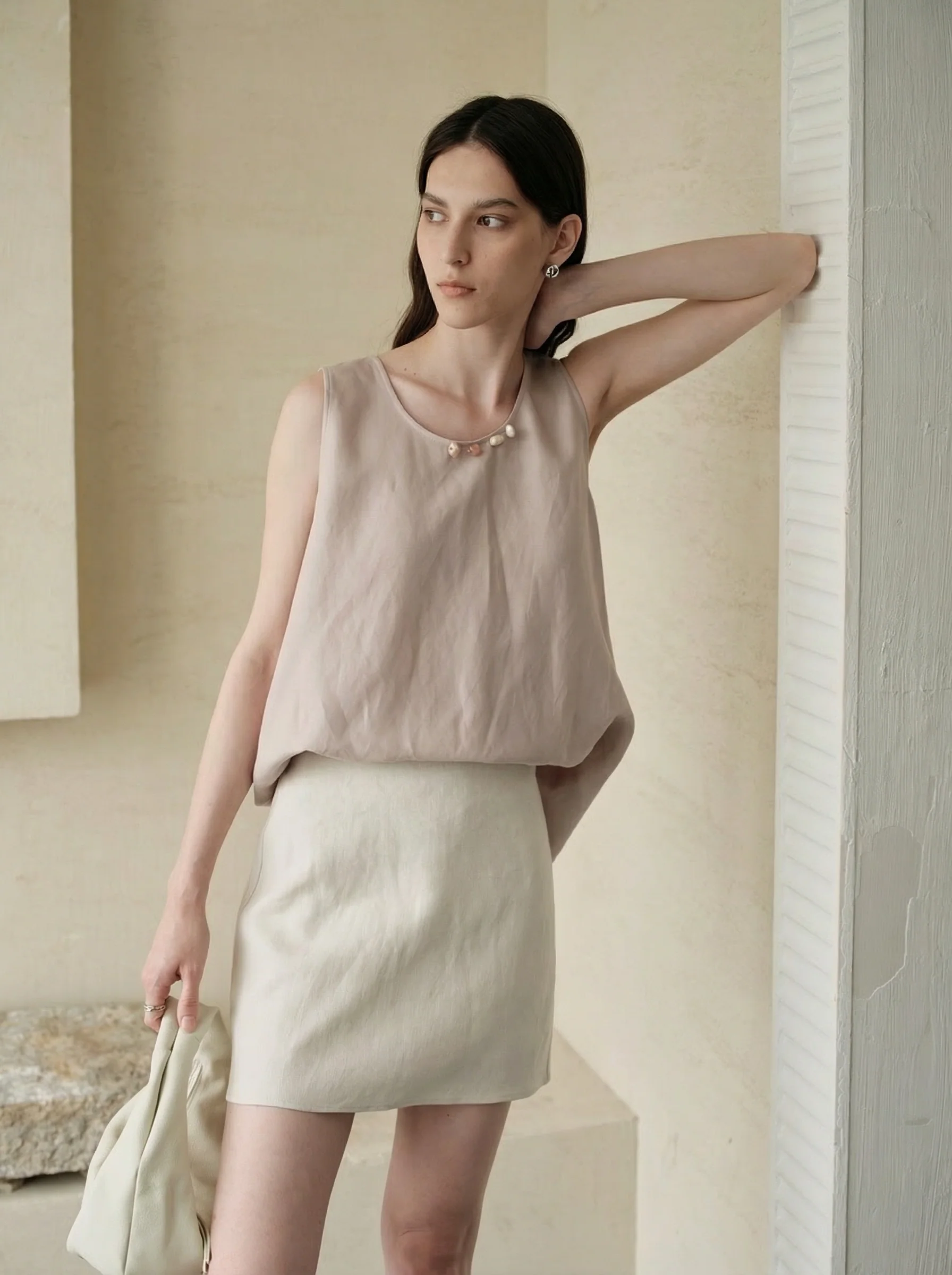 Reversible Beaded Tencel Linen Vest - Image 2