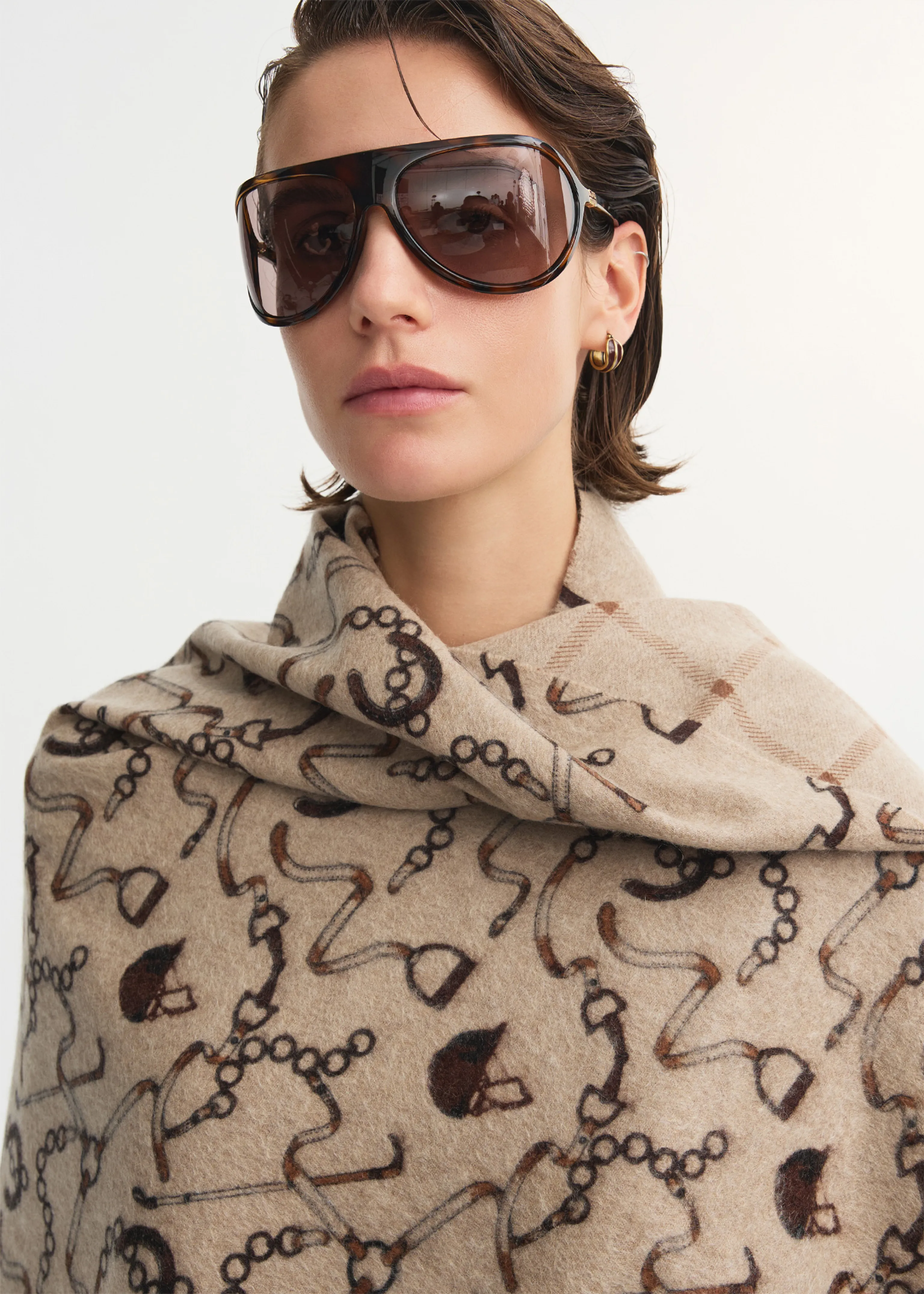 Reversible Equestrian Cashmere Scarf - Image 3