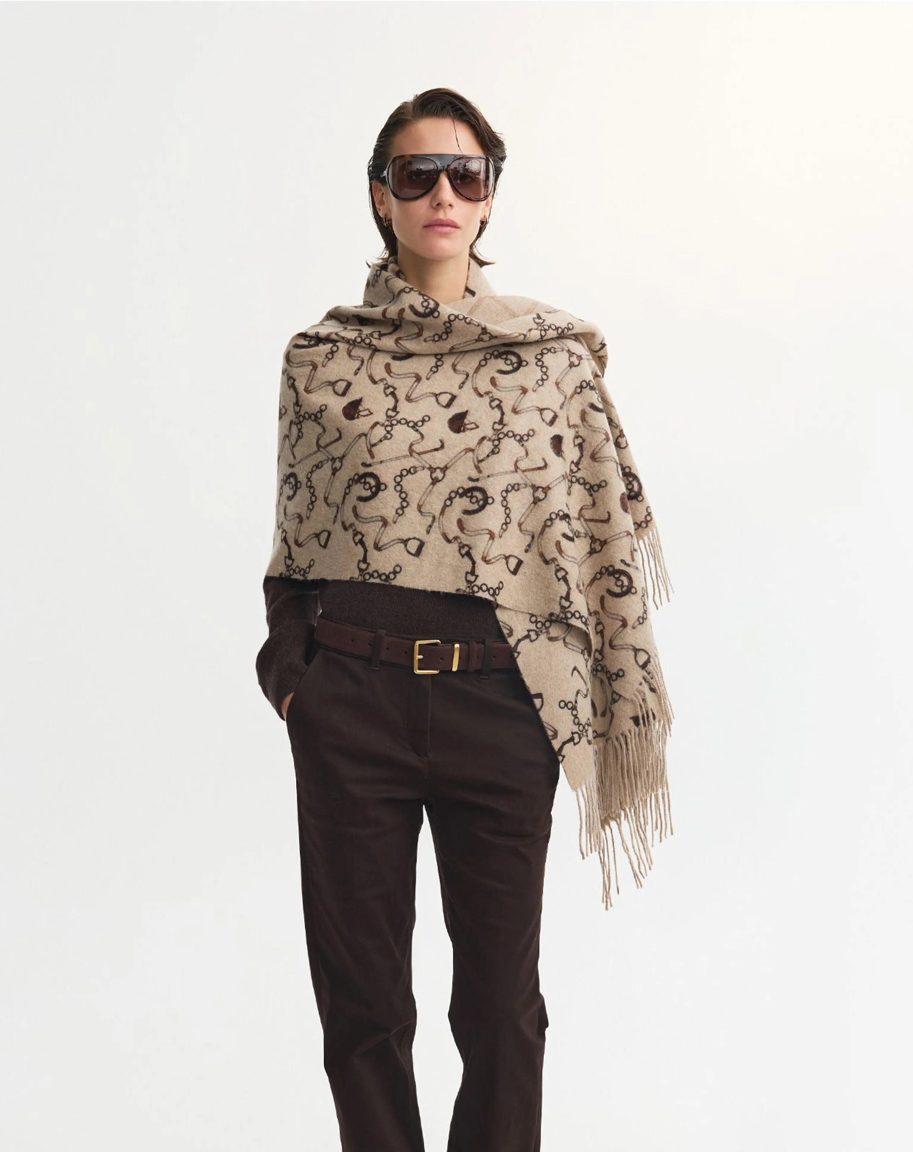 Reversible Equestrian Cashmere Scarf - Image 7