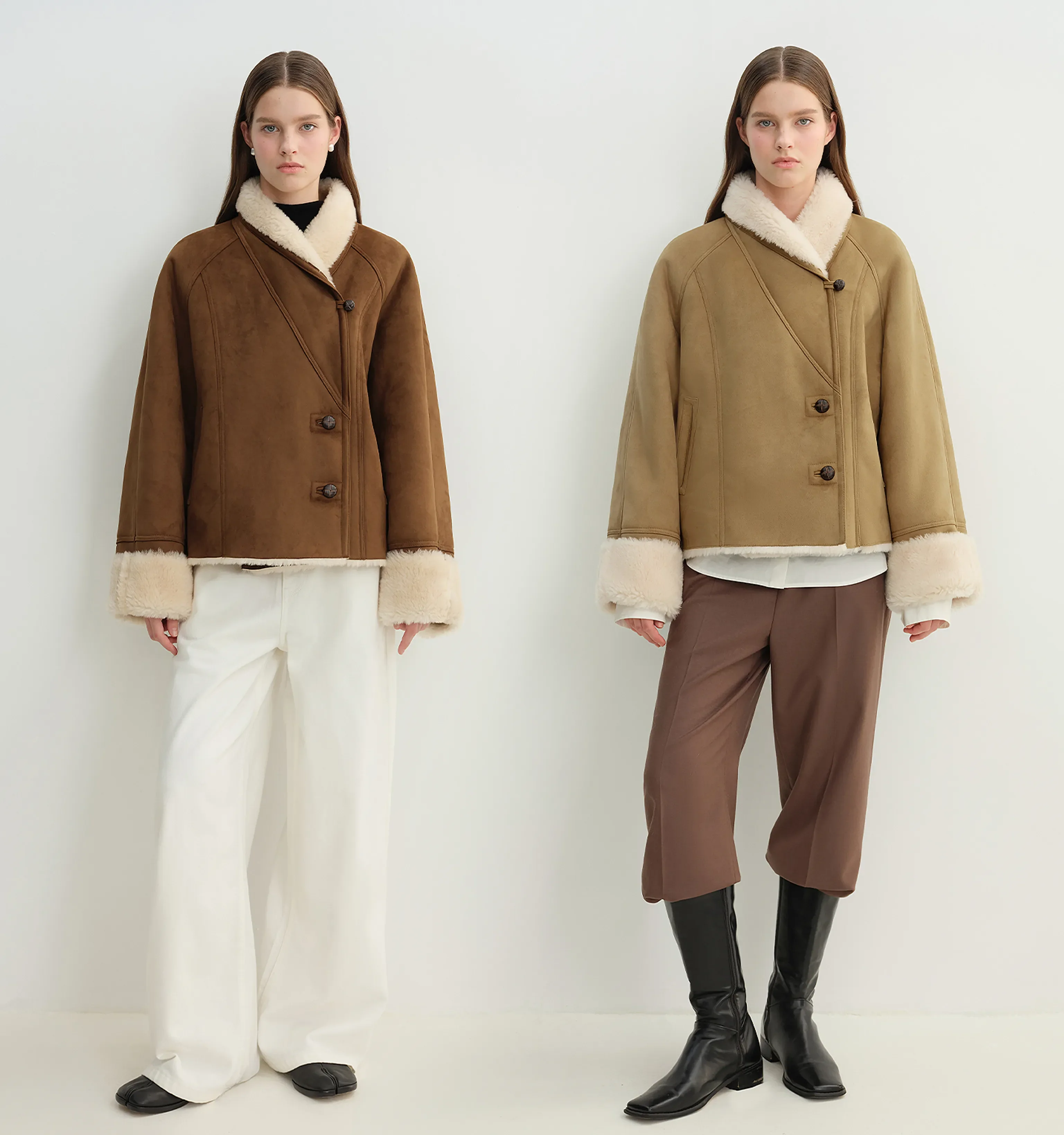Reversible Faux Shearling Shawl Collar Jacket