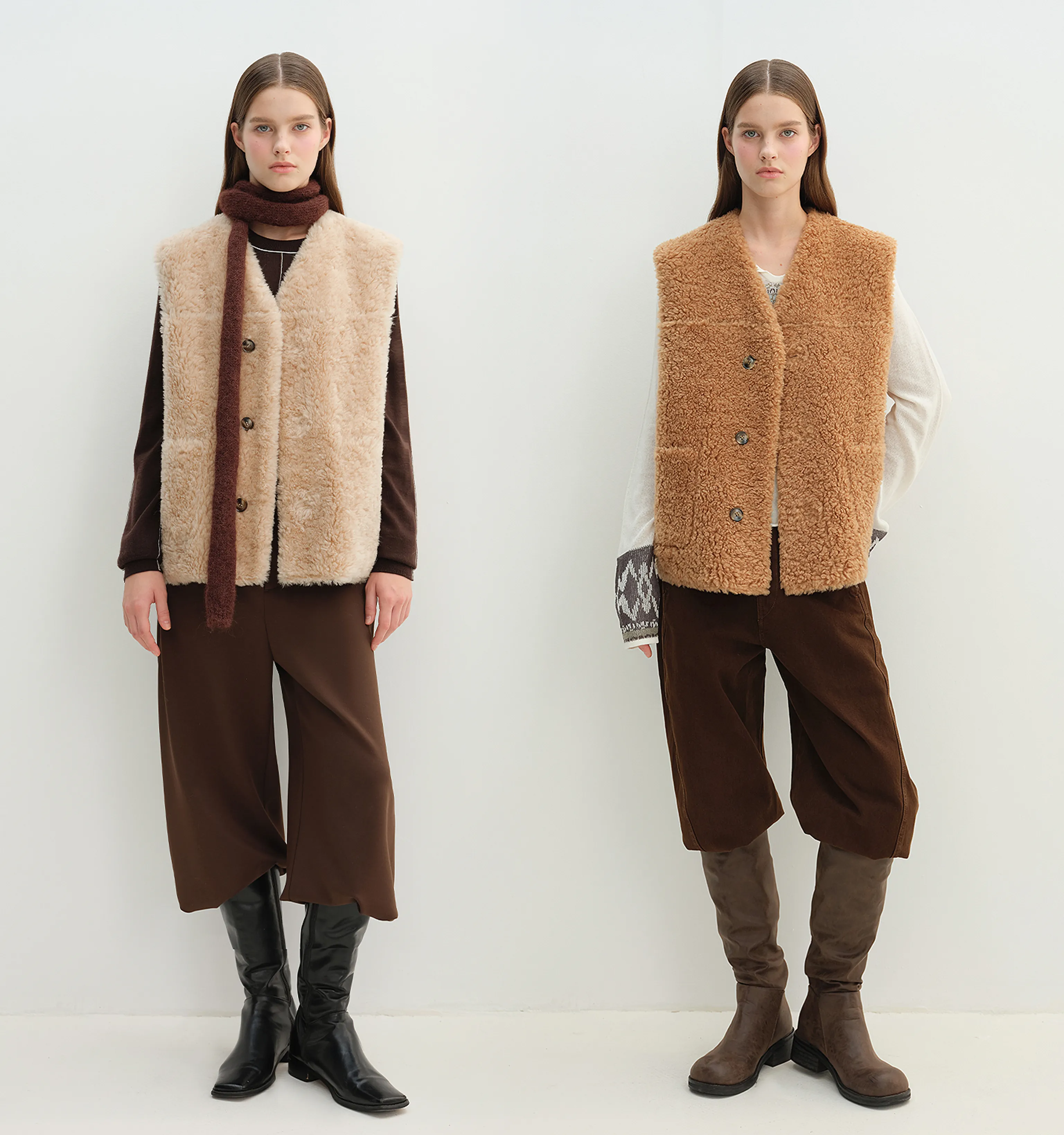 Reversible Faux Shearling V-Neck Vest - Image 2