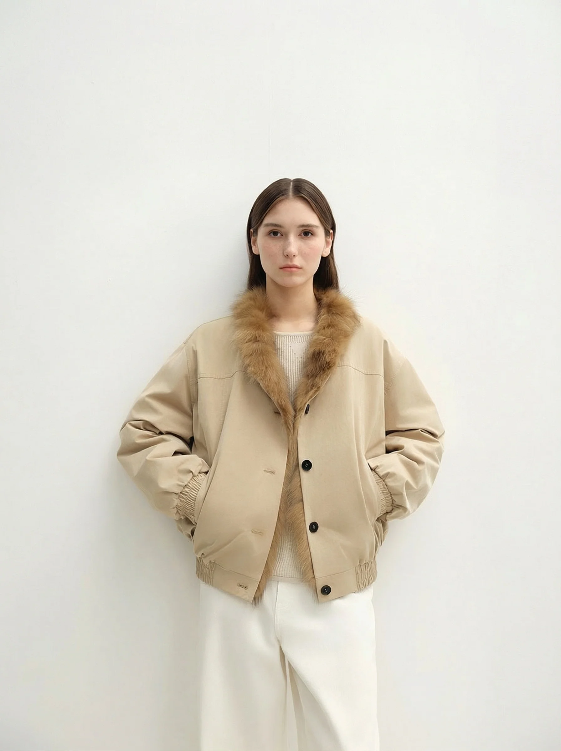 Reversible Fur Shawl-Collar Bomber