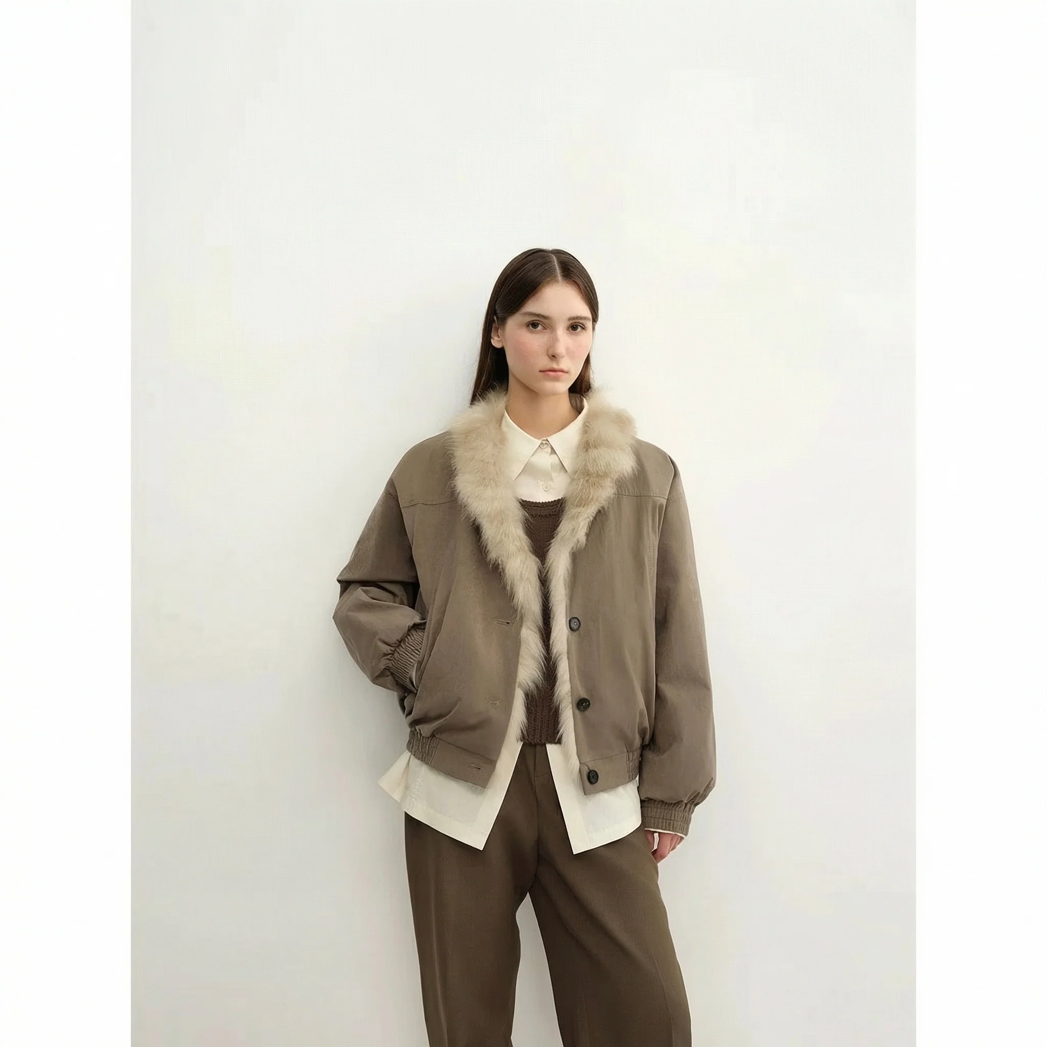 Reversible Fur Shawl-Collar Bomber - Image 7