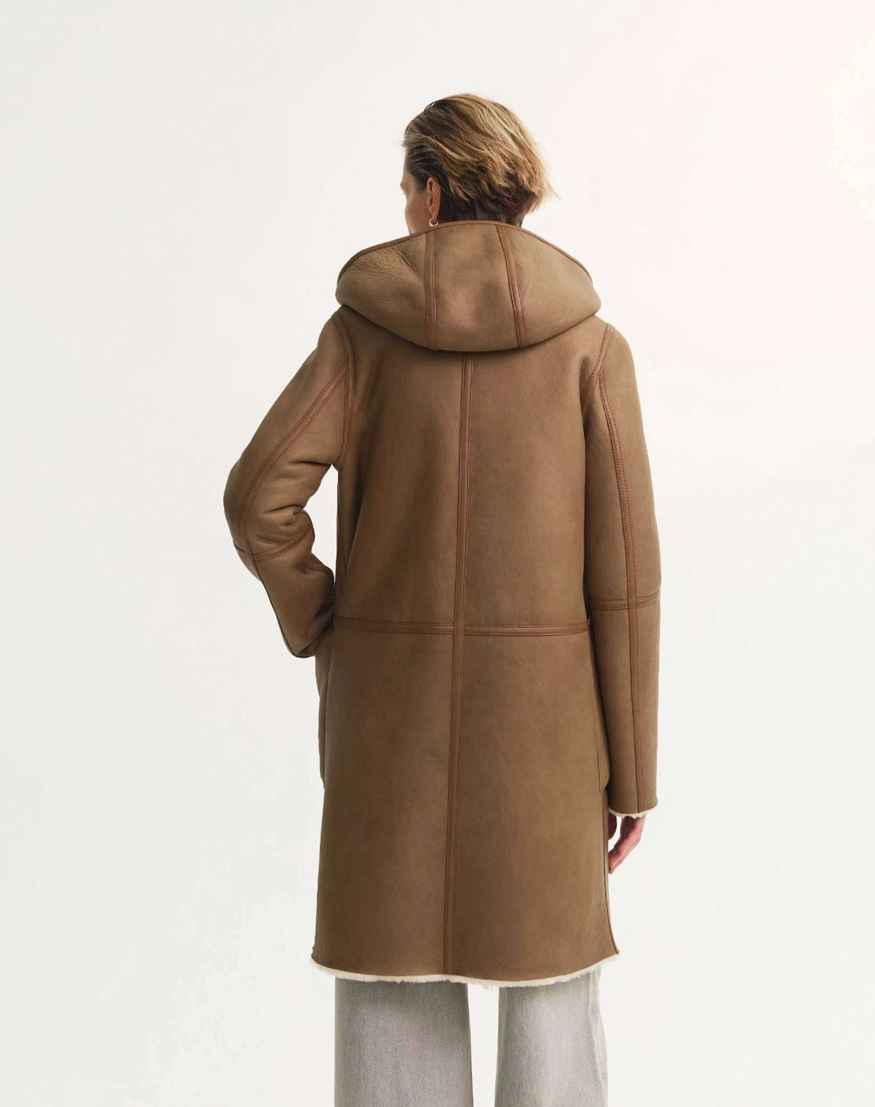 Reversible Hooded Shearling Coat - Image 6
