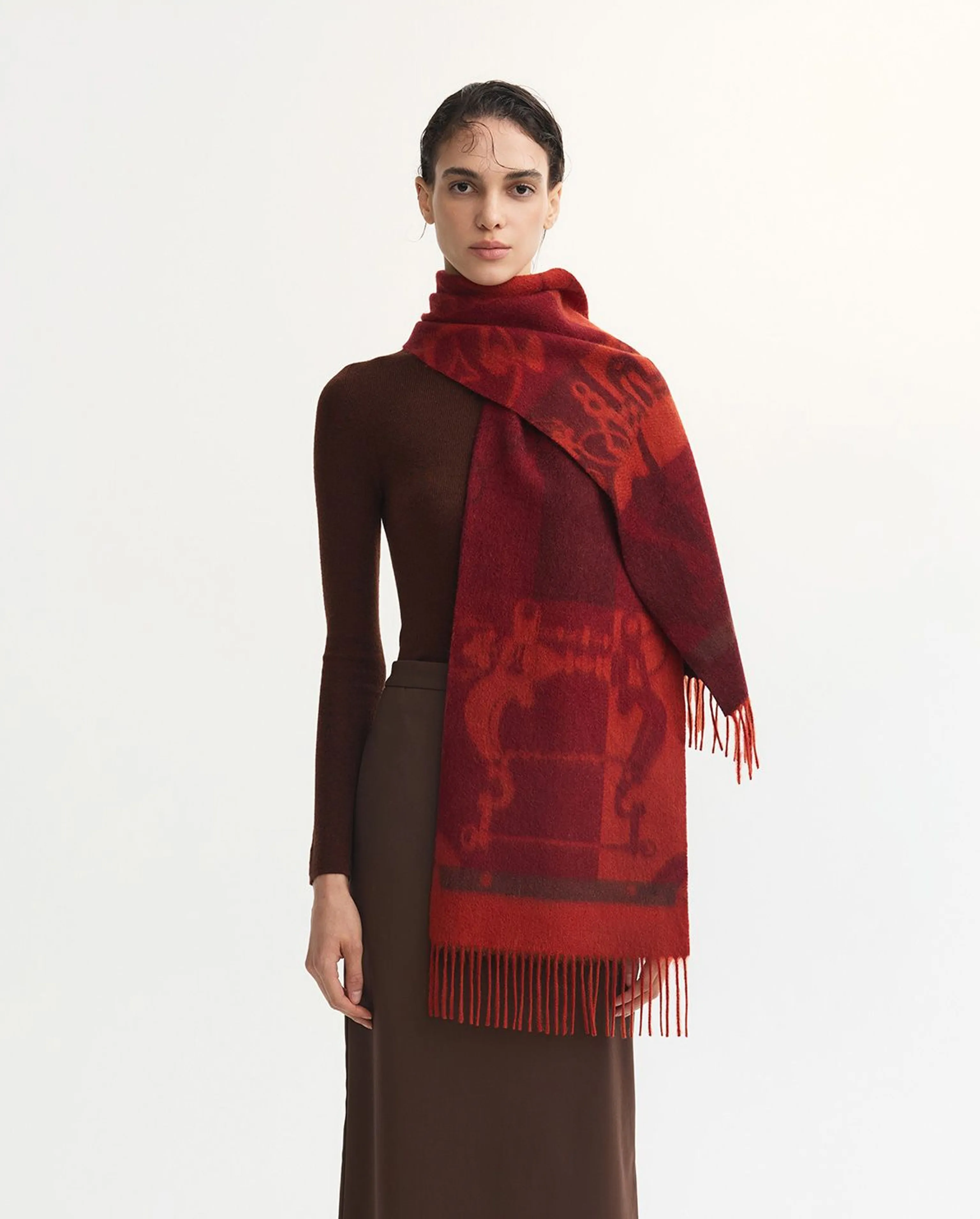 Reversible Jacquard Cashmere Scarf - Image 8