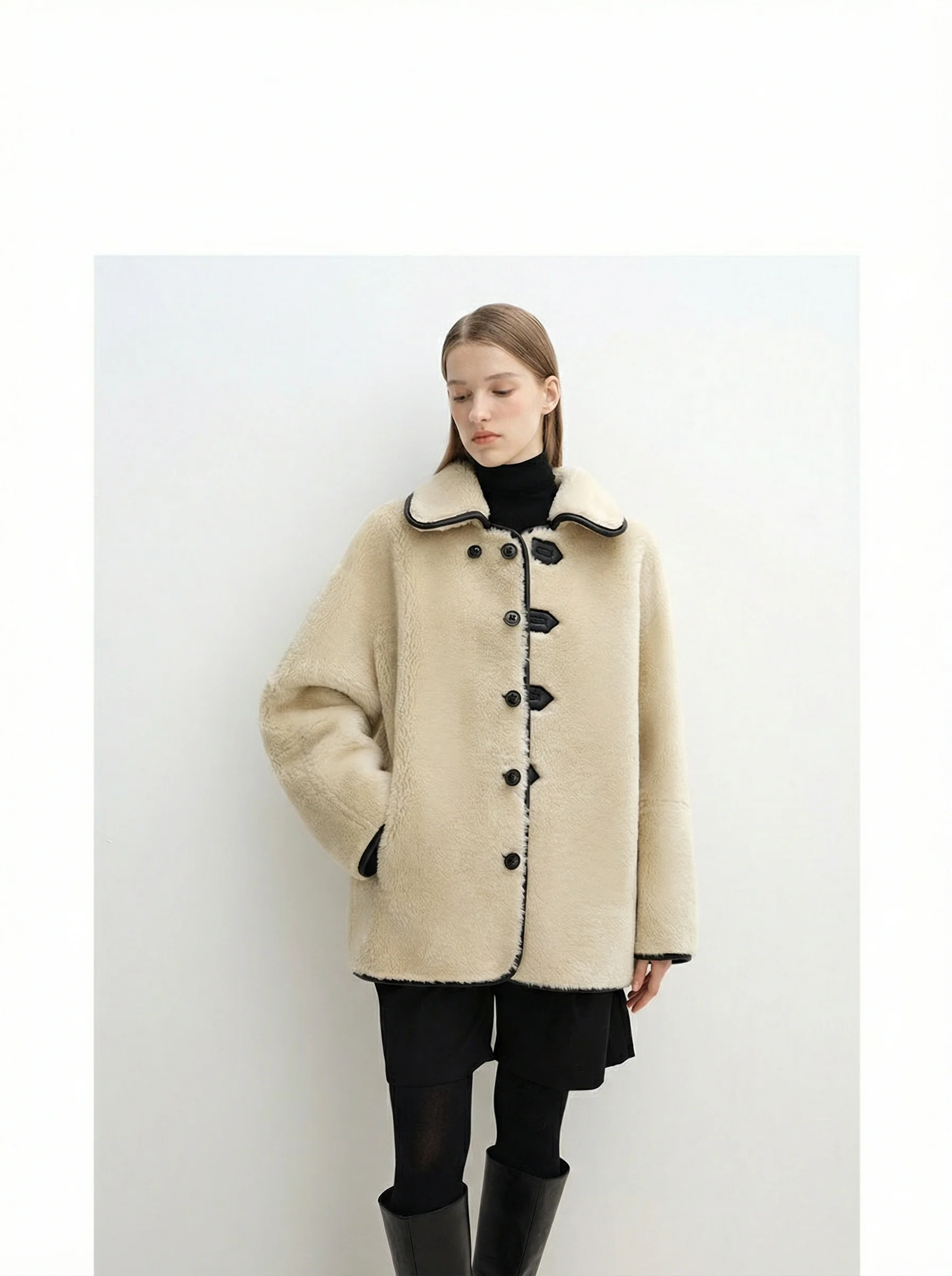 Reversible Shearling Collar Coat - Image 3