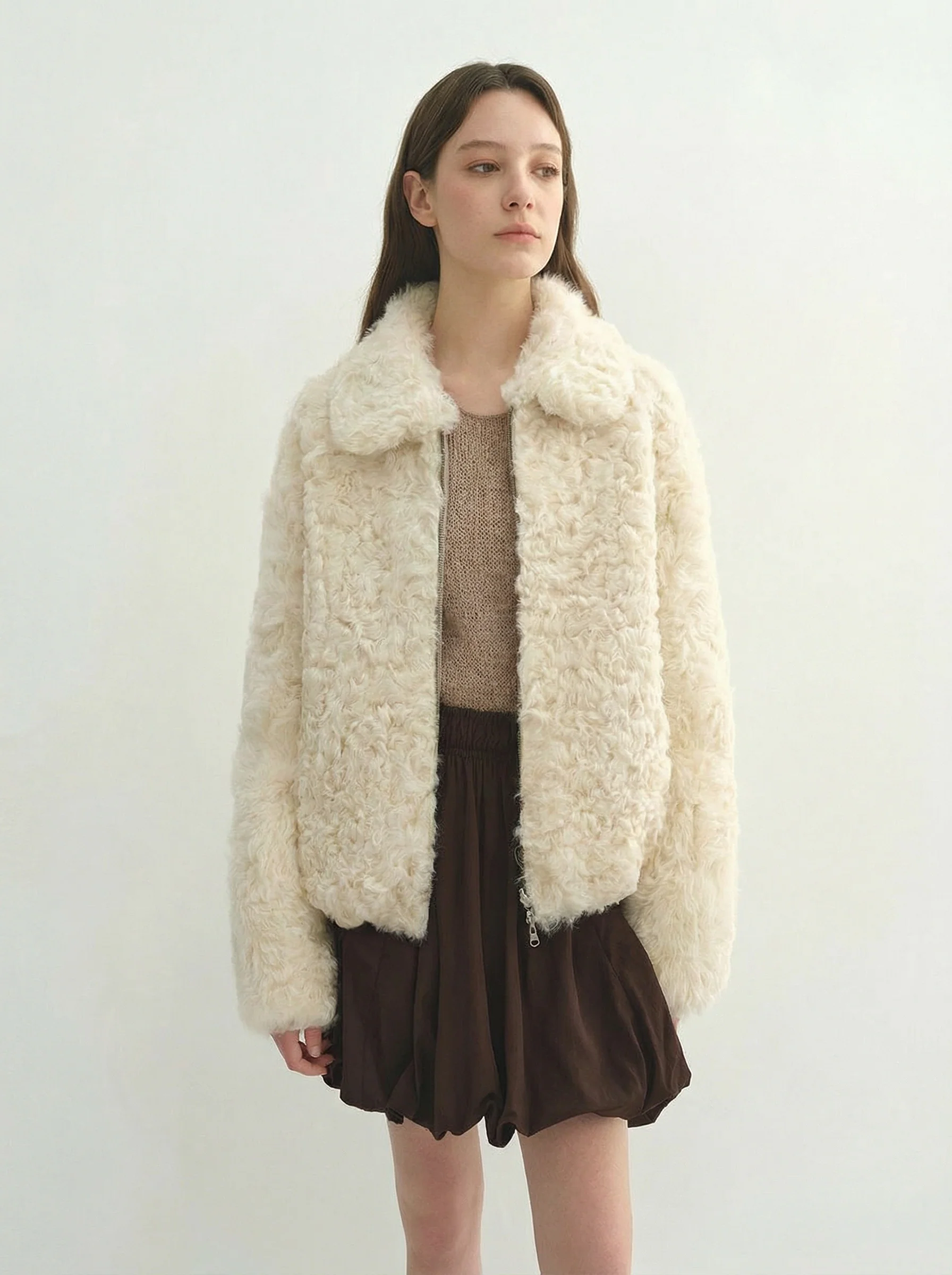 Reversible Shearling Short Jacket - Image 7