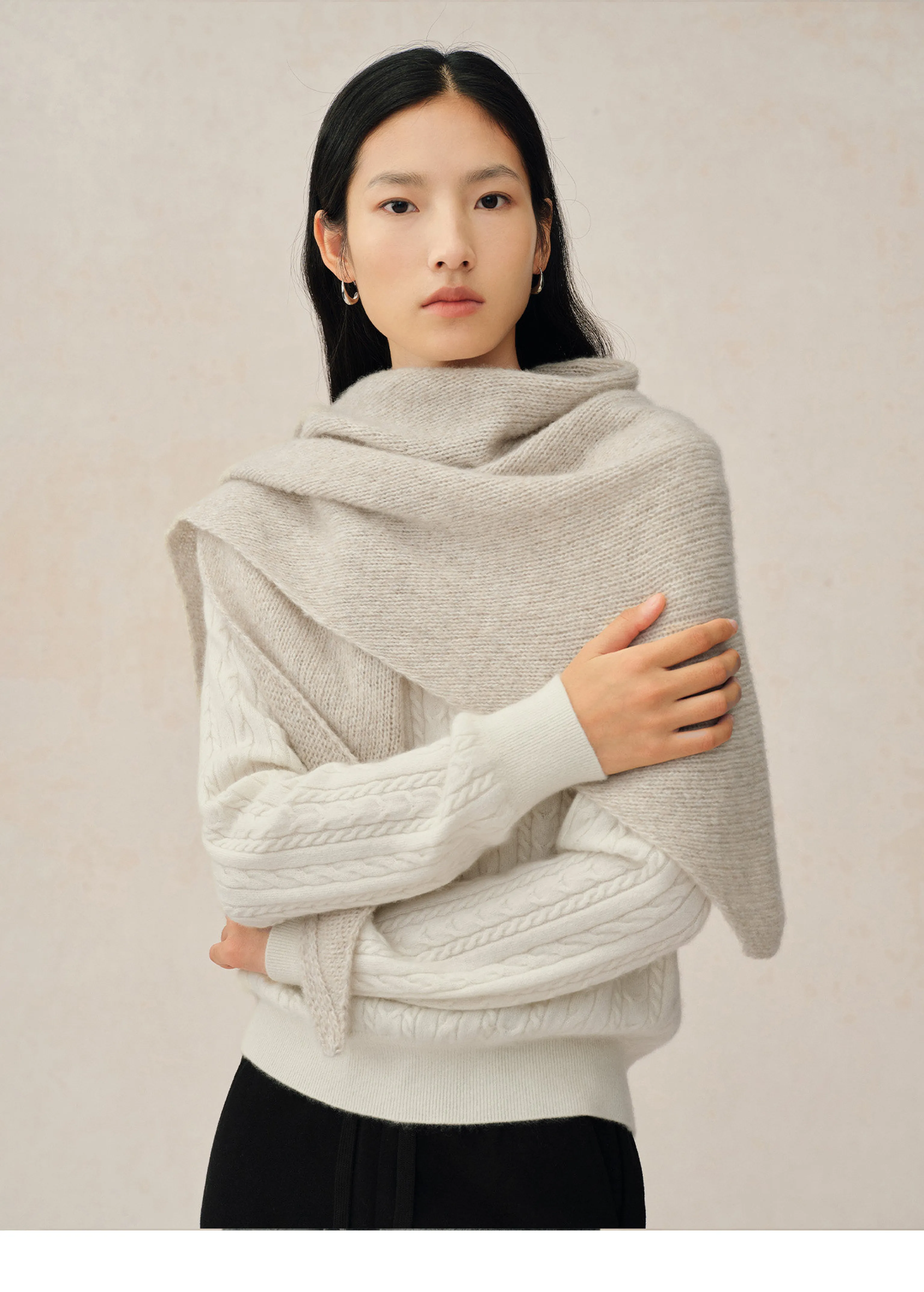Reversible Silk-Cashmere Triangle Shawl