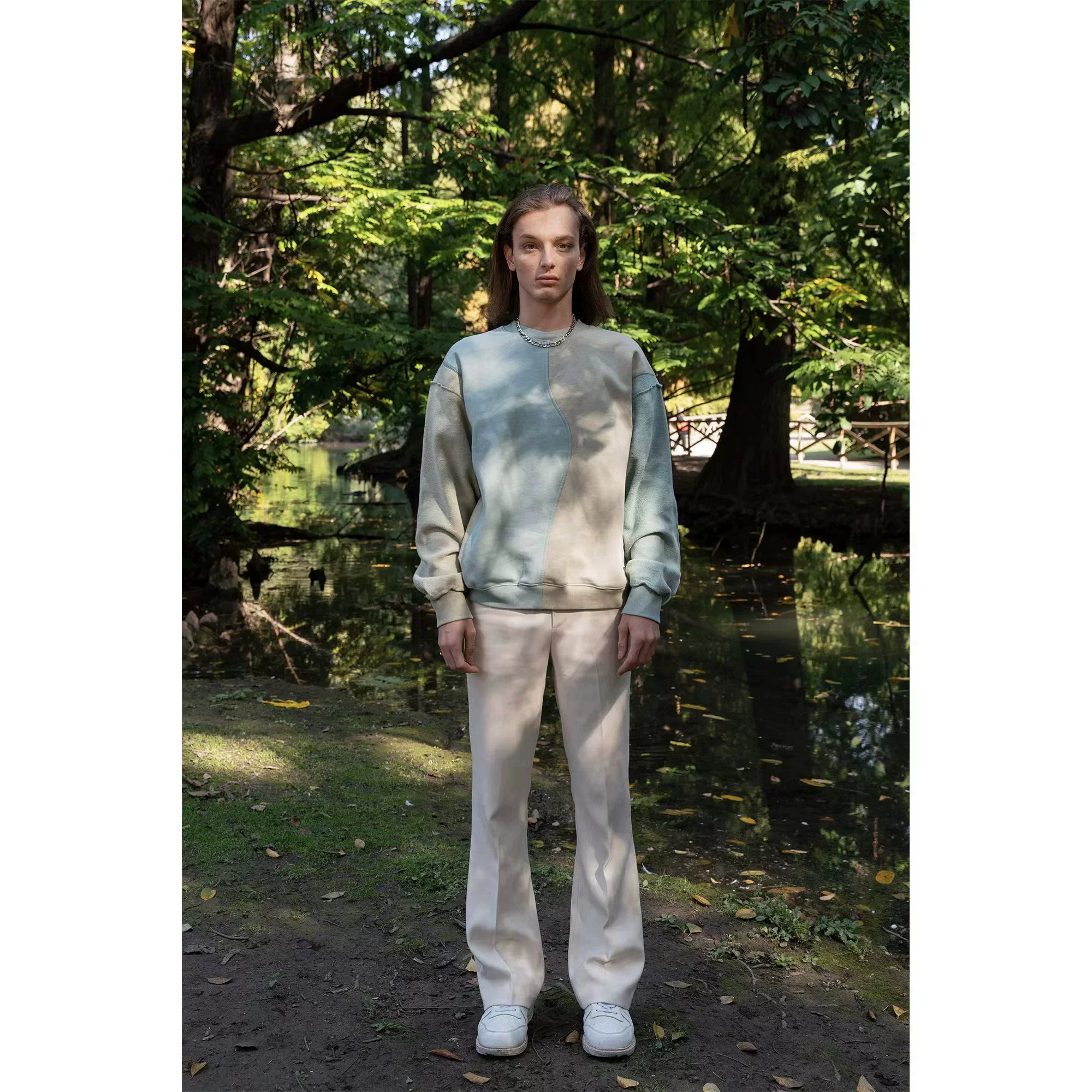 Reversible Spliced Suede Crewneck Sweatshirt - Image 5
