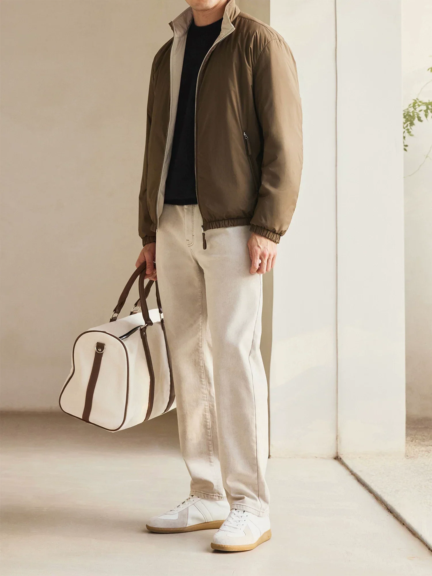 Reversible Wool-Cotton Stand Collar Jacket - Image 2