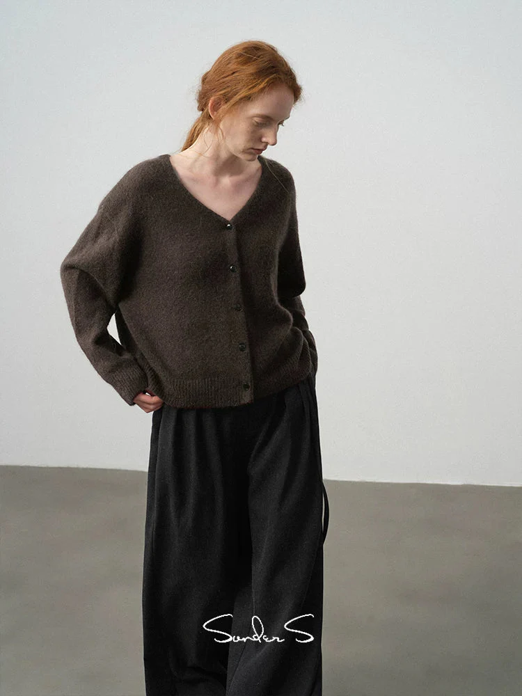 Reversible Wool‑Mohair V‑Neck Cardigan