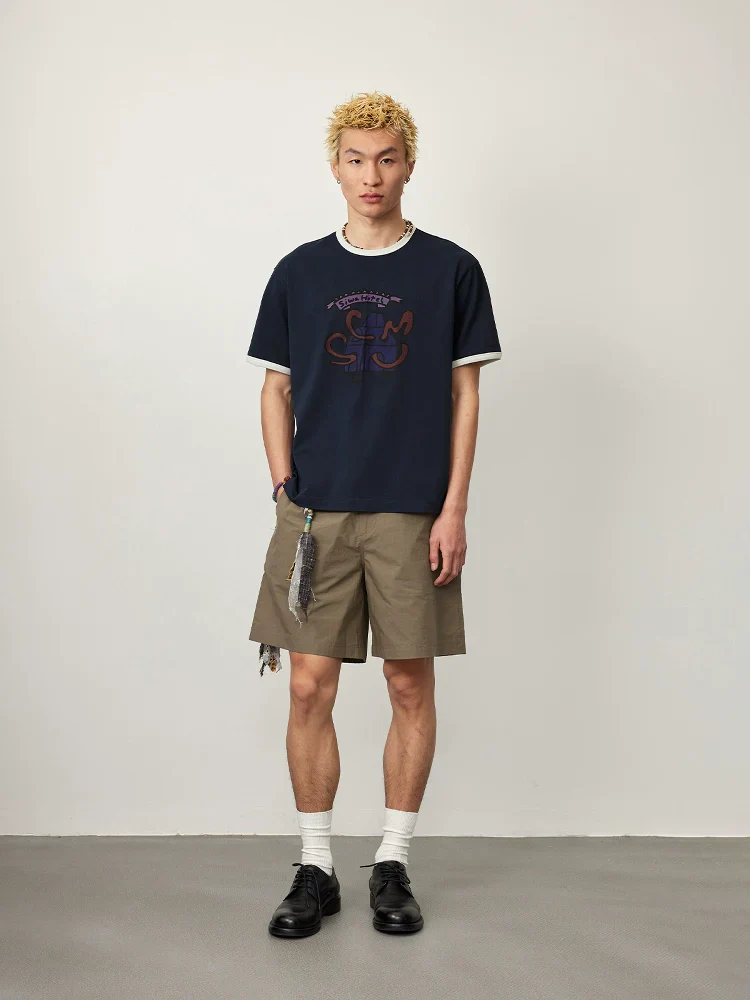 Ribbed Contrast Trim Tee - Image 2