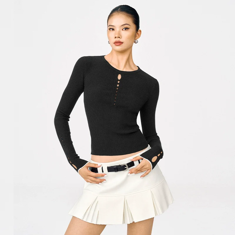 Ribbed Cutout Long-Sleeve Top - Image 6