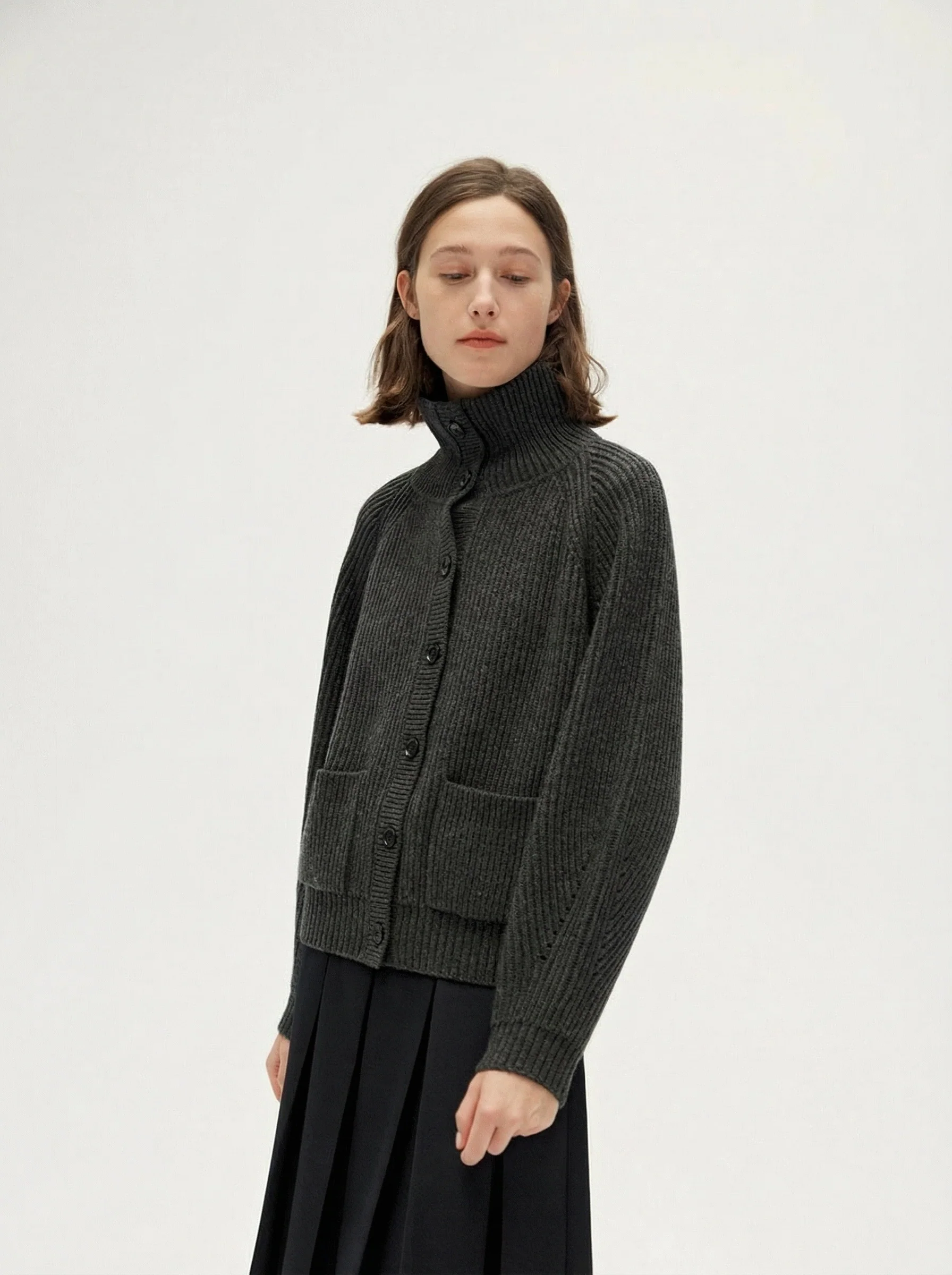 Ribbed Funnel Cardigan - Image 5
