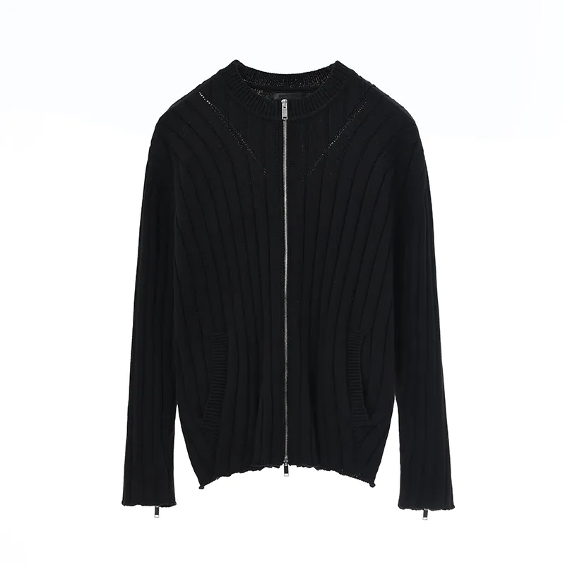 Ribbed Knit Zip-Up Cardigan - Image 2