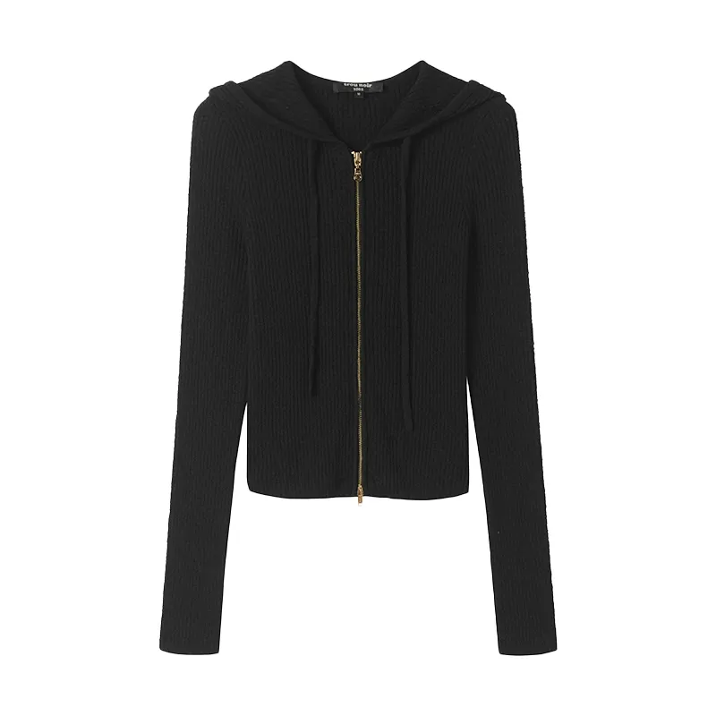Ribbed Knit Zip-Up Hoodie - Image 6
