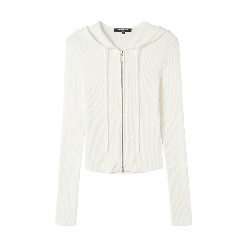 Ribbed Knit Zip-Up Hoodie - Image 7