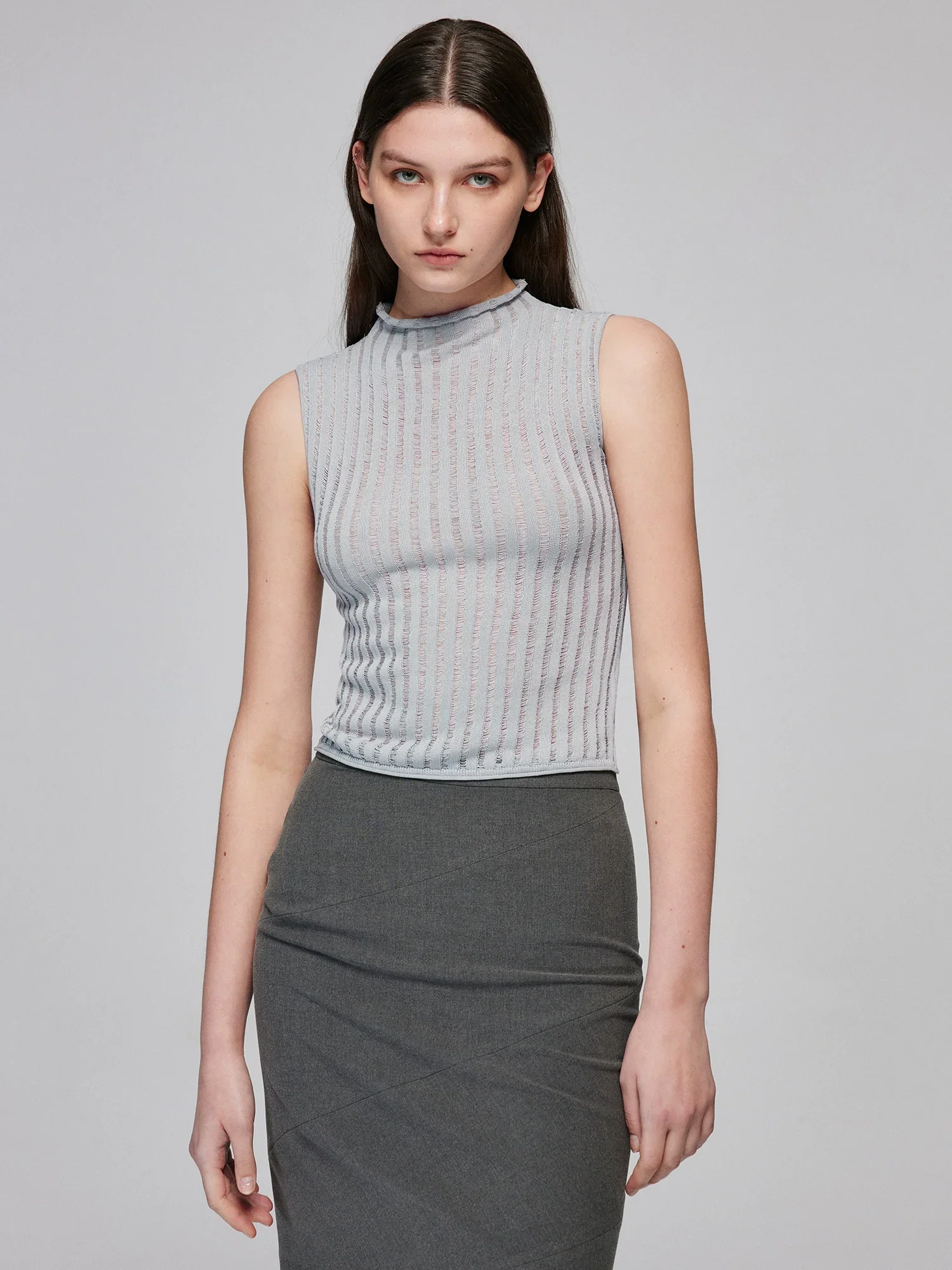 Ribbed Mock-Neck Cropped Tank - Image 3