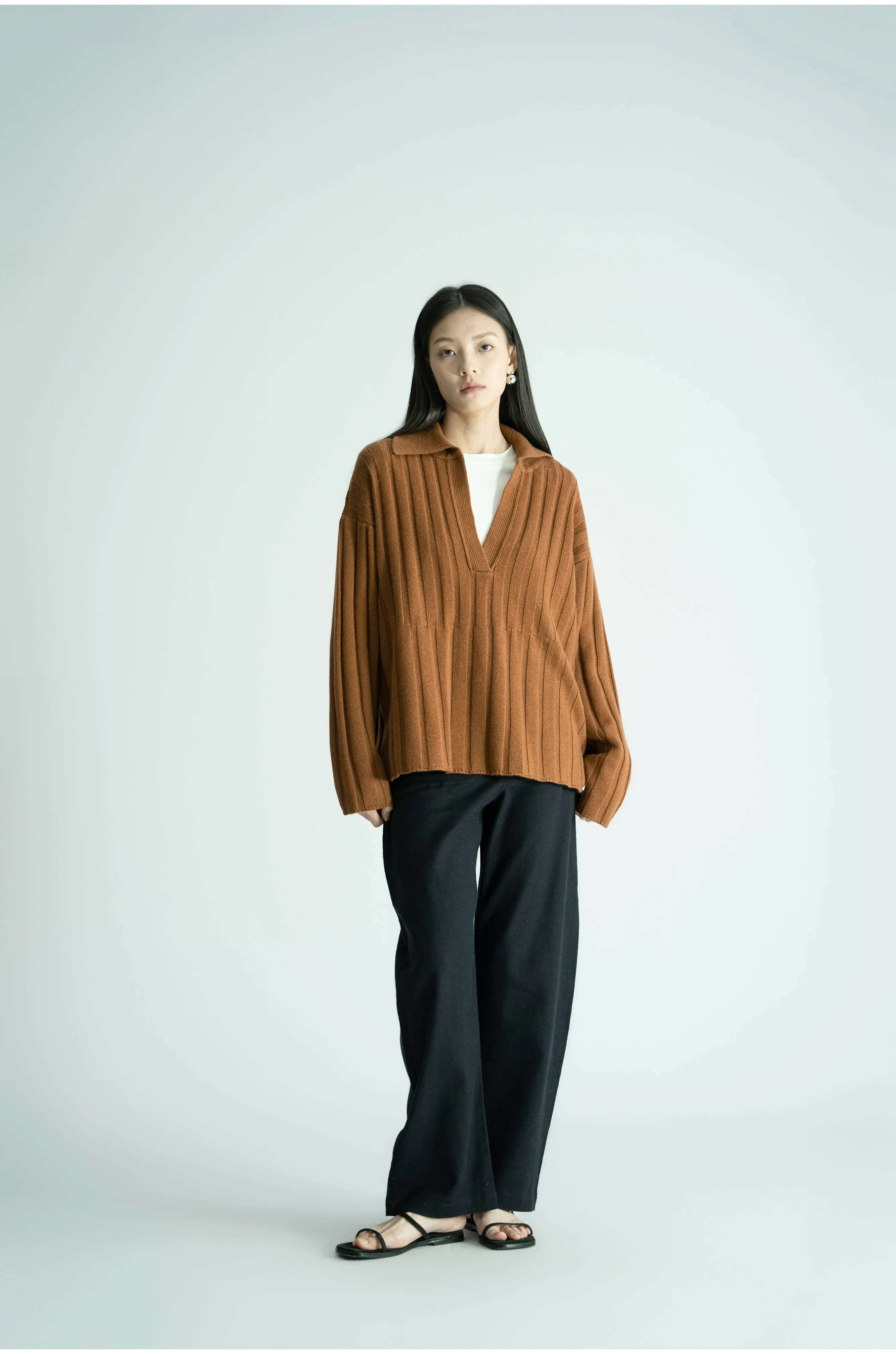 Ribbed V-Neck Sweater - Image 4