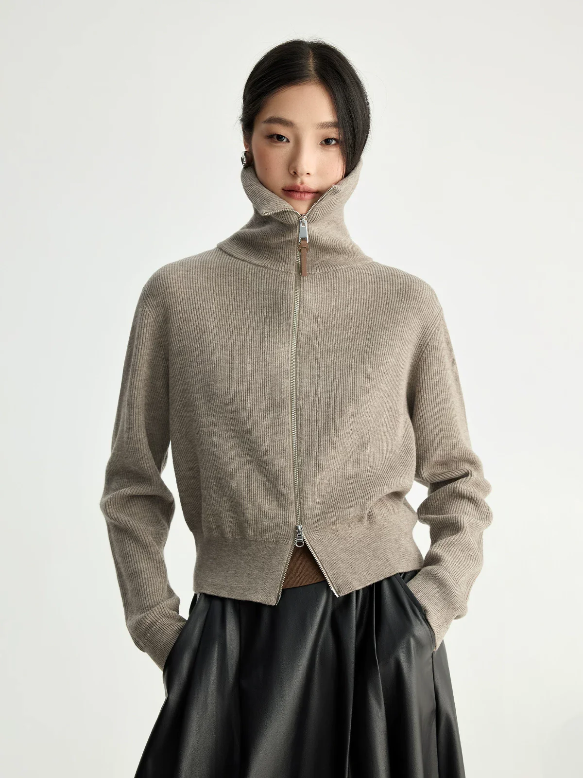 Ribbed Yak Wool Double-Zip Sweater - Image 3