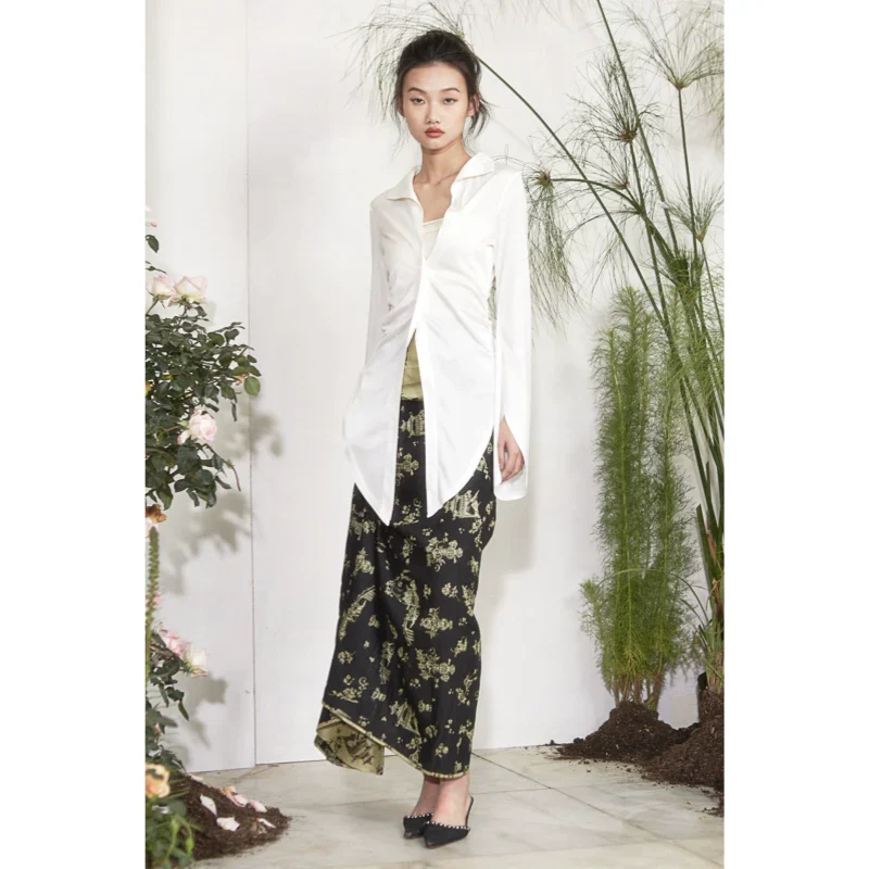 Rimless Asymmetric White Blouse - Image 2