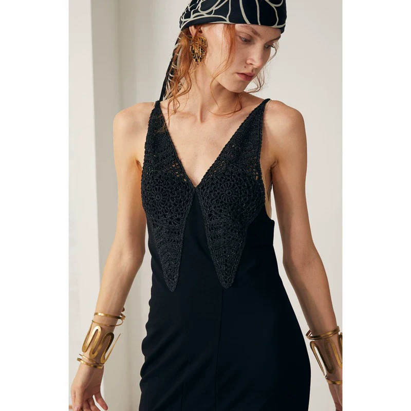 Rimless Crochet V-Neck Dress