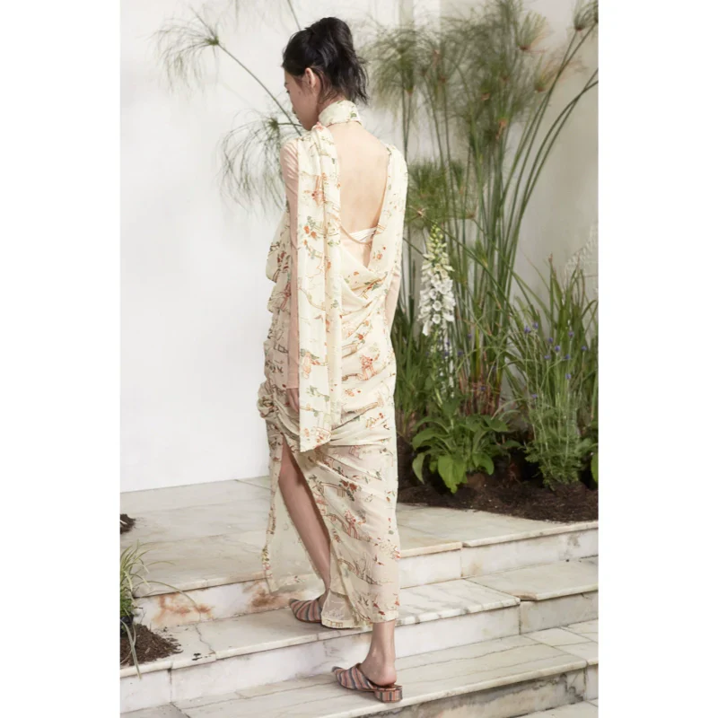 Rimless Floral Draped Dress