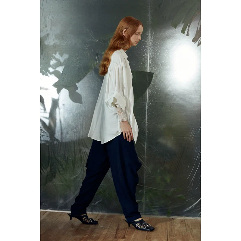Rimless Minimalist V-Neck Blouse - Image 2