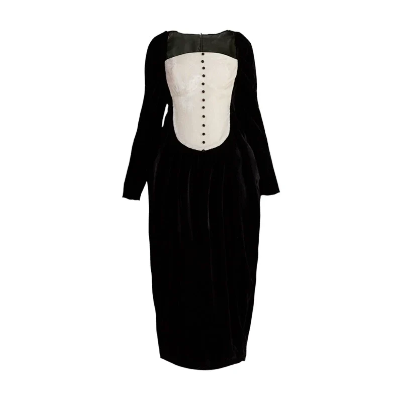 Rimless Velvet Contrast Dress - Image 4