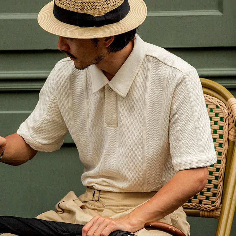 Ripple Jacquard Knit Polo