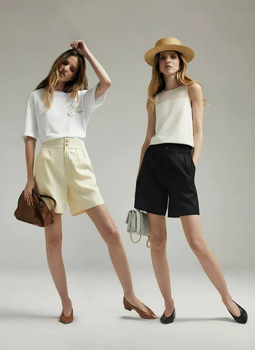 RITA High-Waist Linen Blend Shorts - Image 6