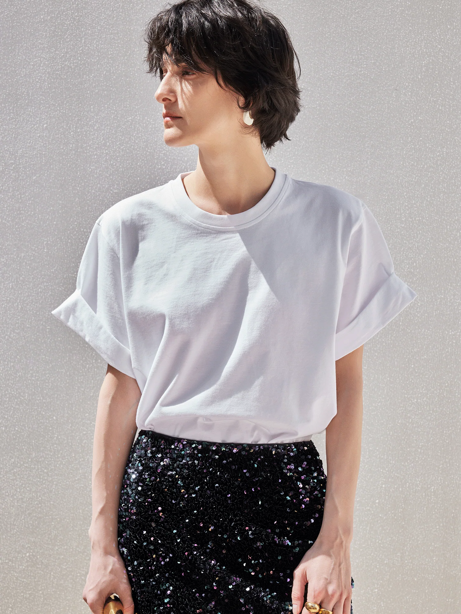 Rolled-Cuff Cotton Crew T-Shirt - Image 2