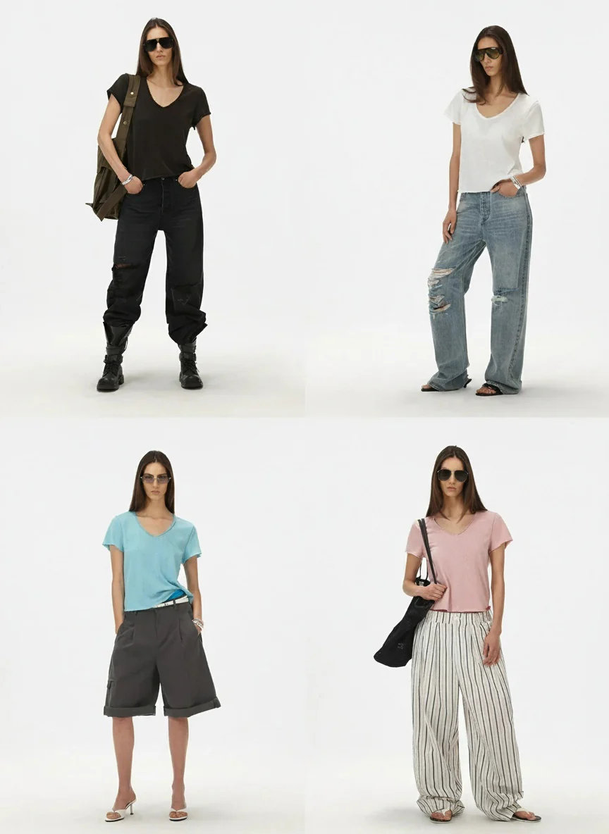 Rolled-Edge V-Neck Tee - Image 5