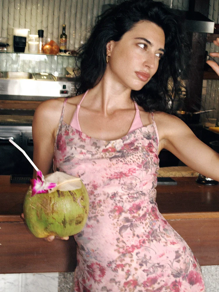 Rose Pink Floral-Leopard Slip Dress - Image 2