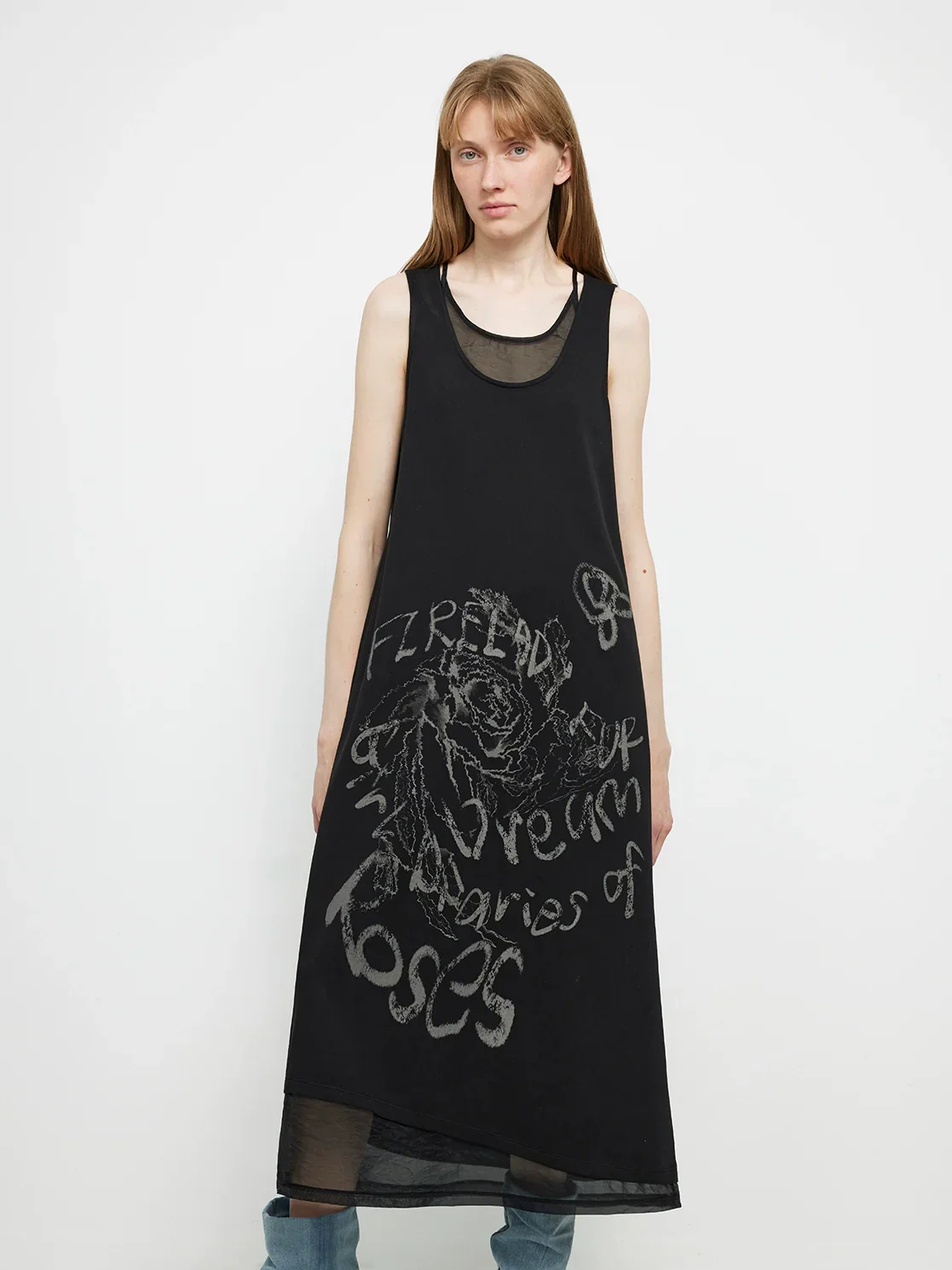 Rose Sketch Layered Tank Dress - Image 2