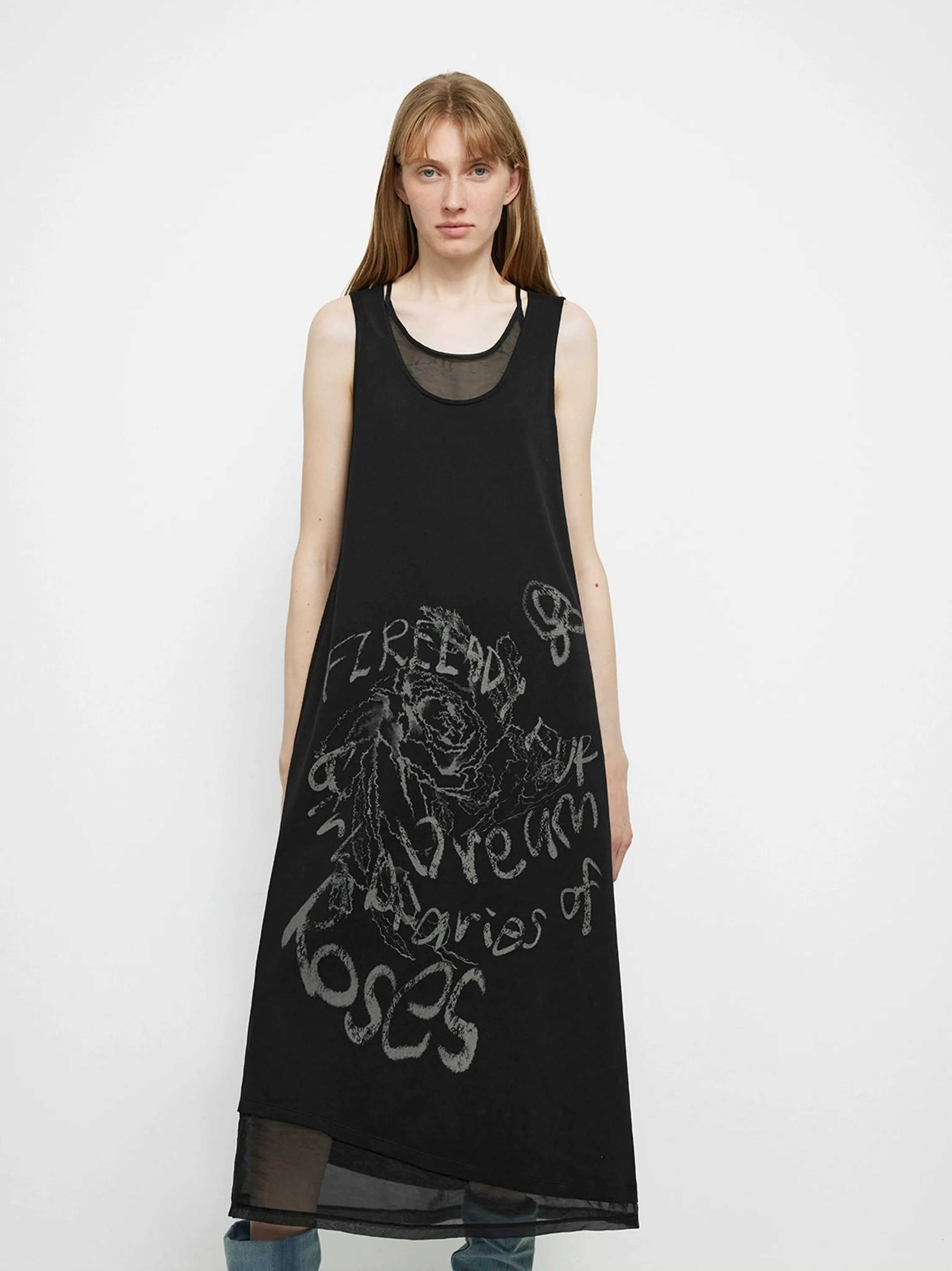 Rose Sketch Layered Tank Dress - Image 5
