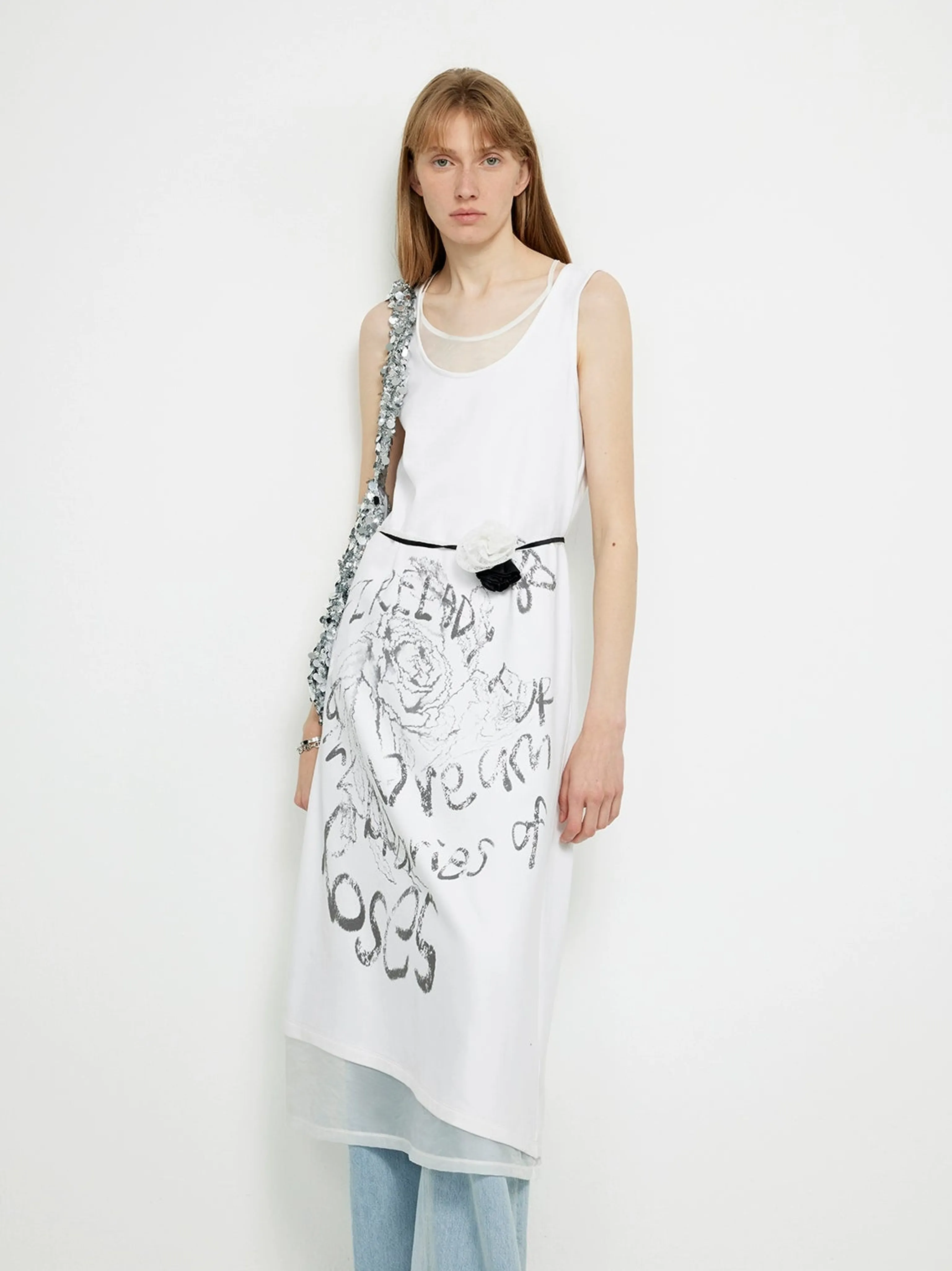 Rose Sketch Layered Tank Dress - Image 6