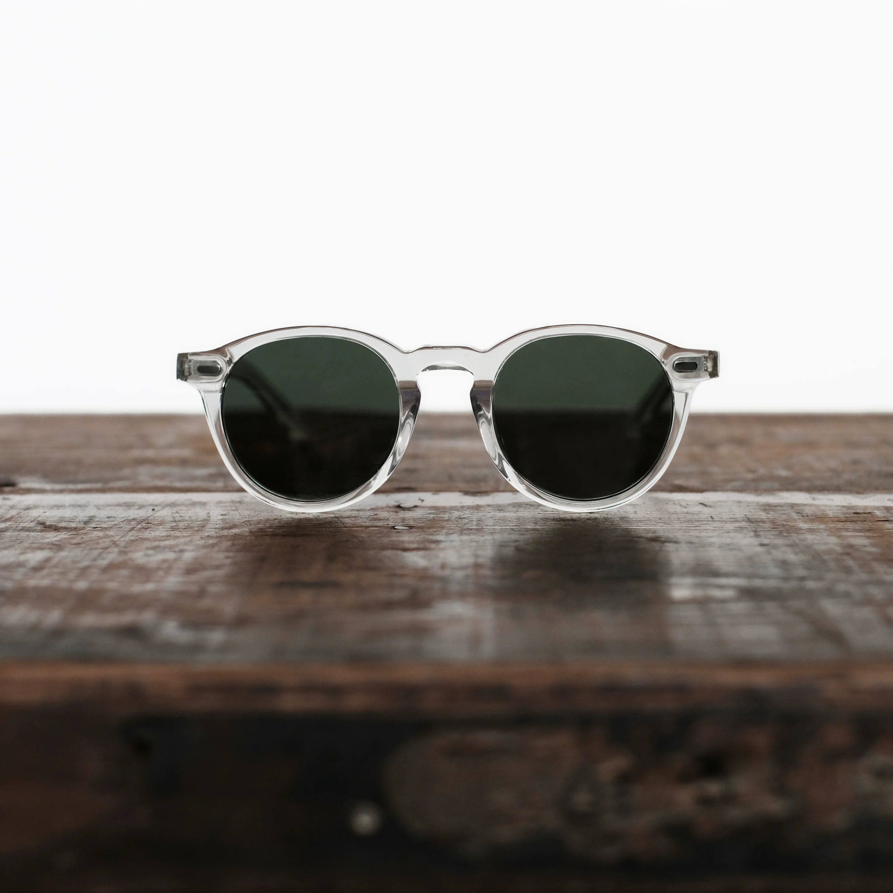 Round Acetate Sunglasses & Leather Pouch - Image 6