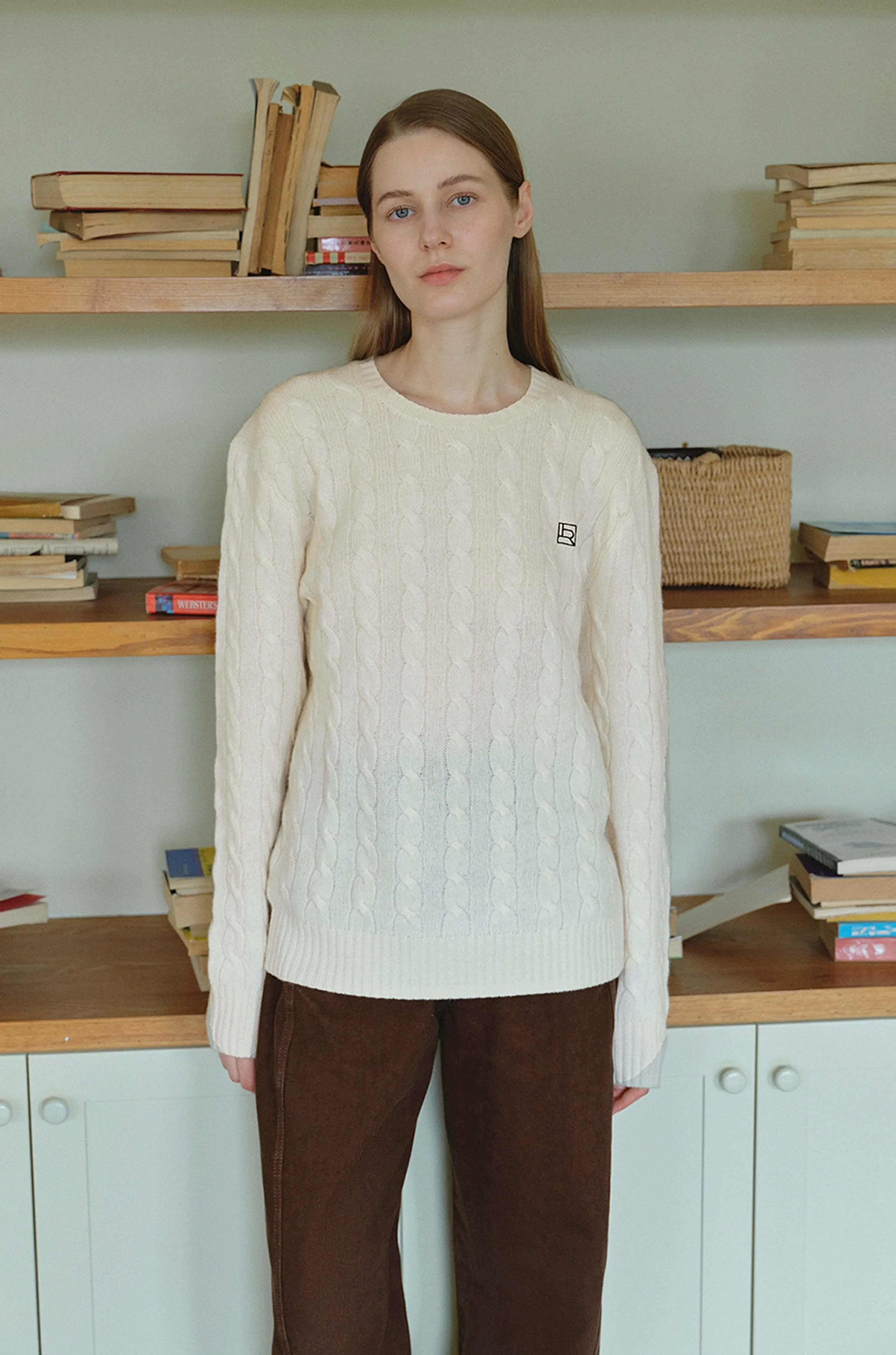 Round-Neck Cable Knit Cardigan - Image 8