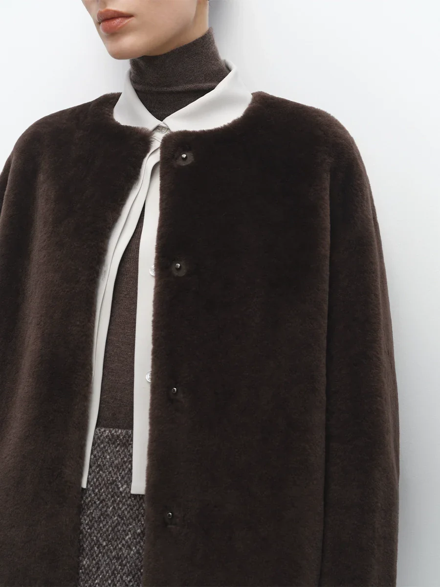 Round-Neck Plush Jacket - Image 4