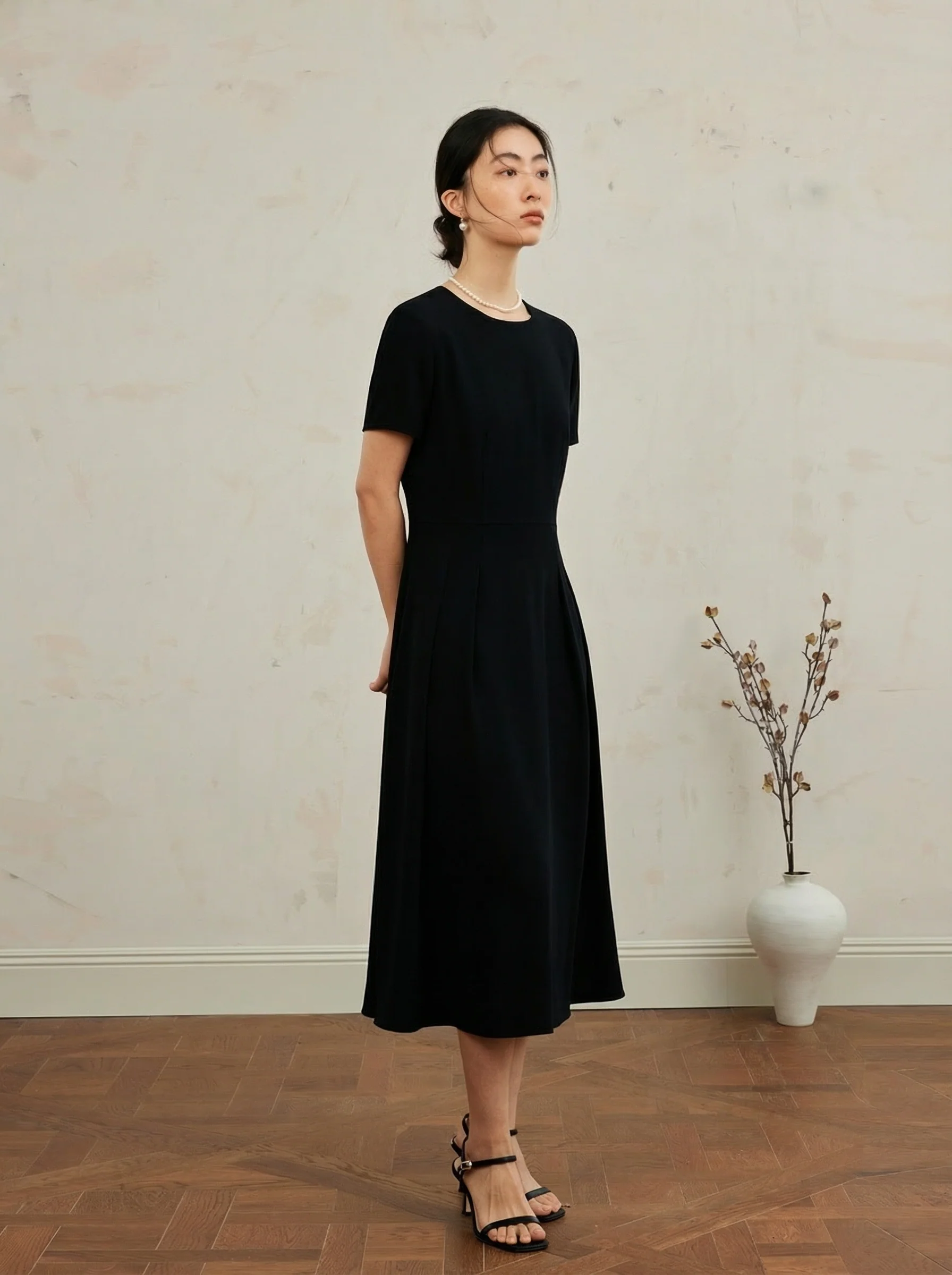 Round-Neck Triacetate A-Line Midi Dress - Image 4