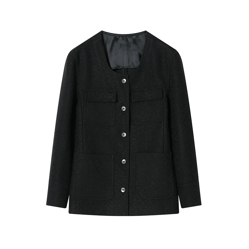 Round-Neck Tweed Jacket