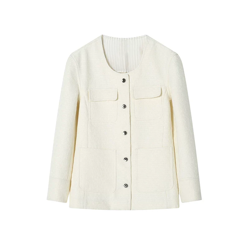 Round-Neck Tweed Jacket - Image 2