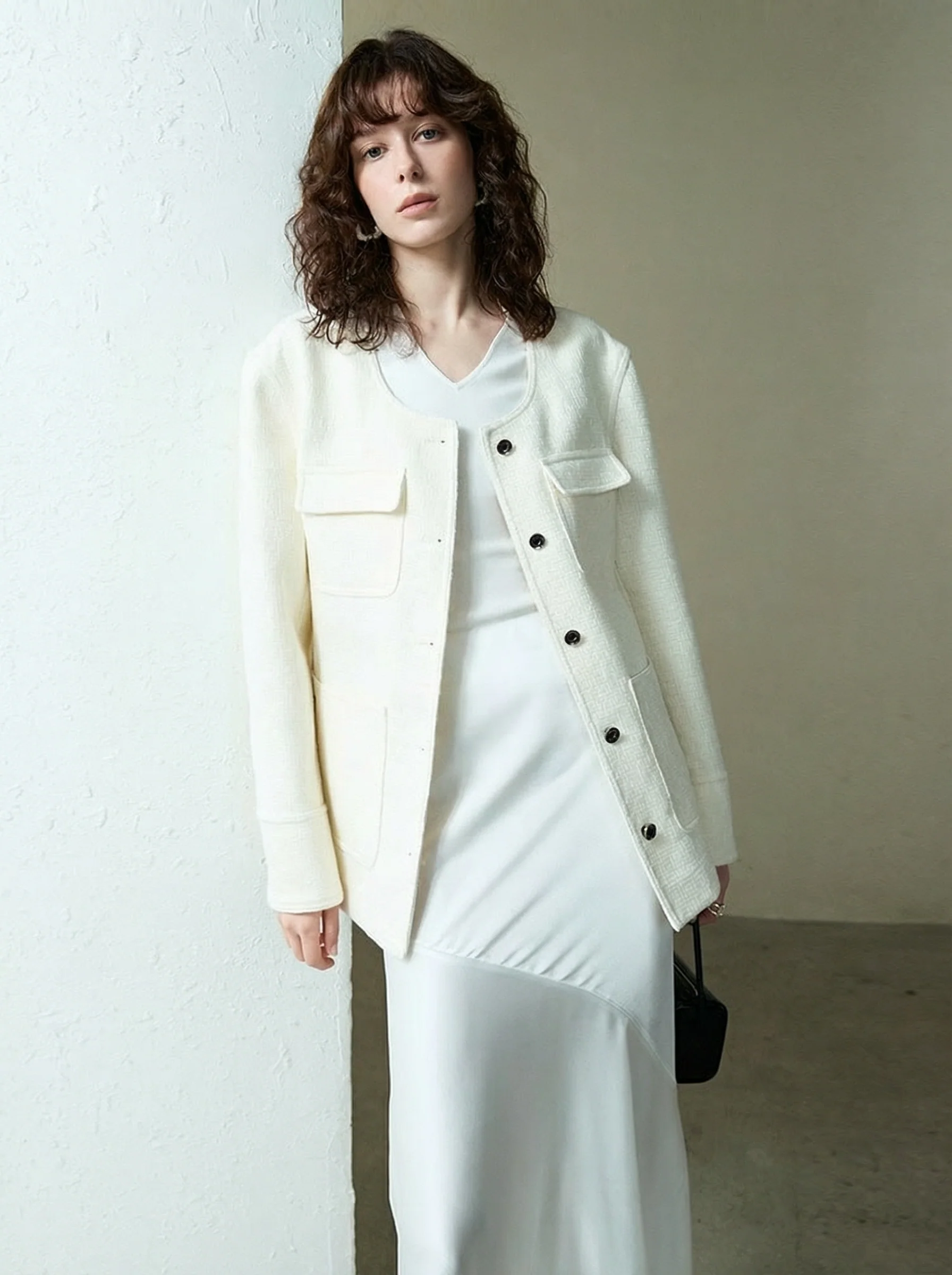 Round-Neck Tweed Jacket - Image 8