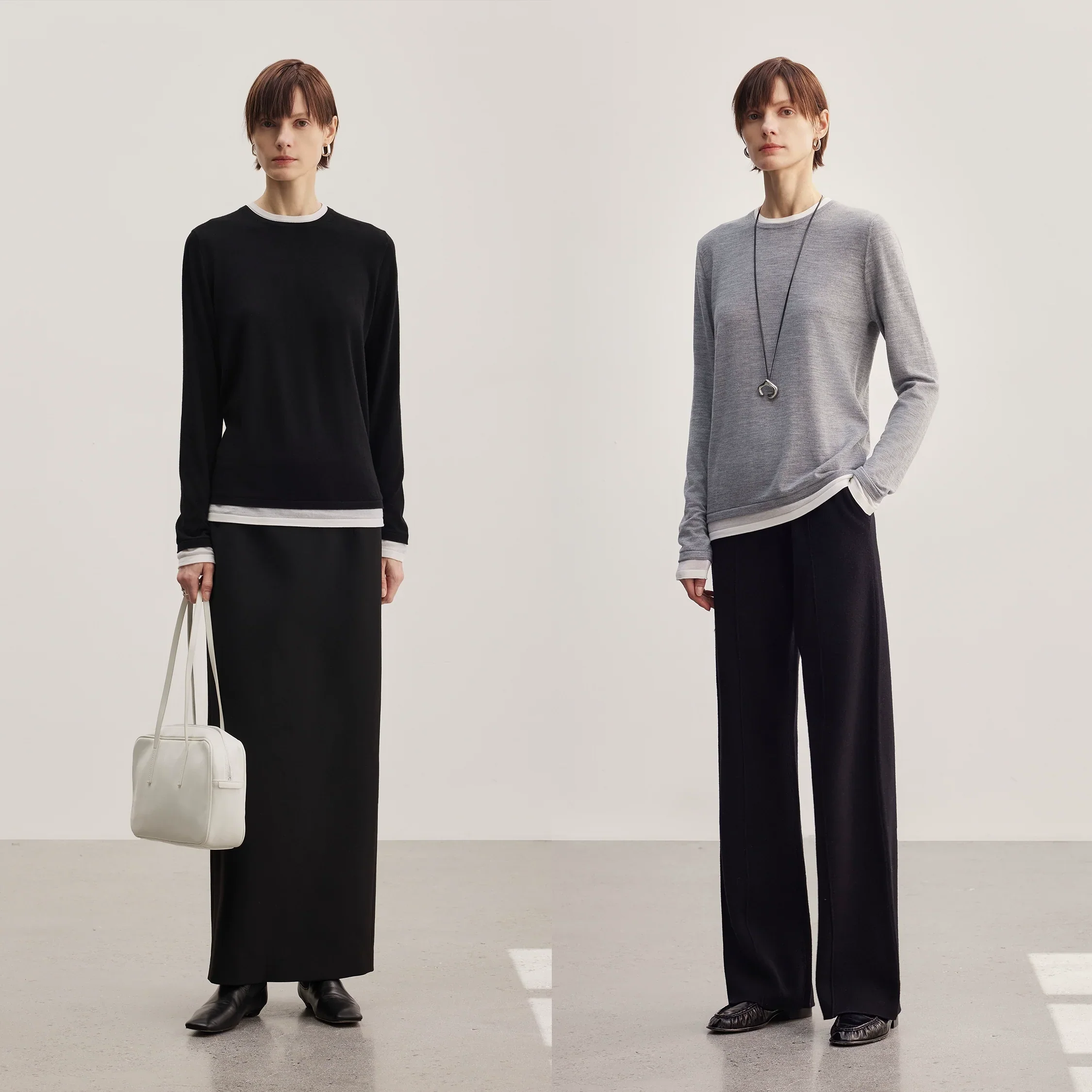 Round Neck Two-Tone Long-Sleeve Sweater - Image 4
