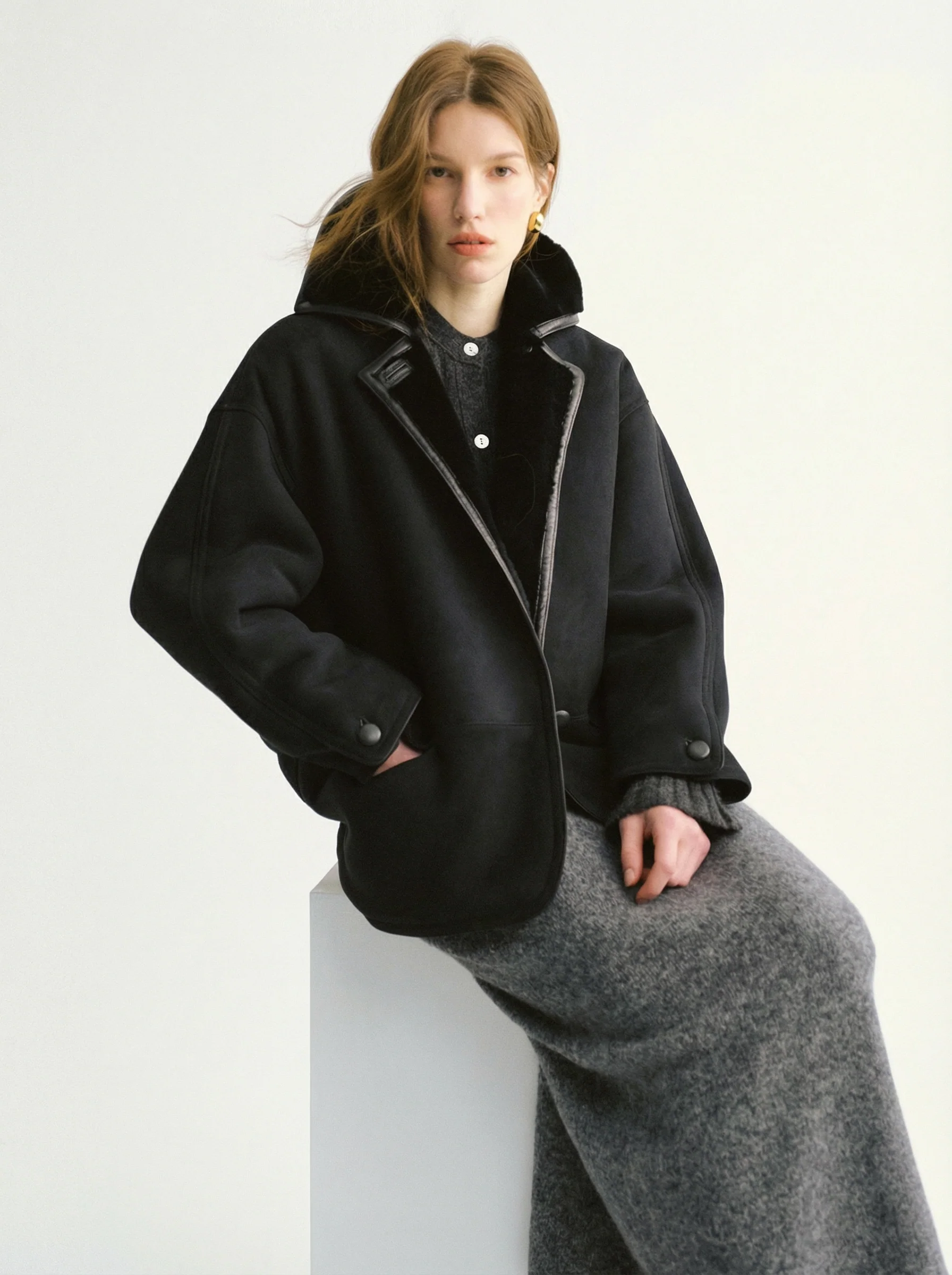 Rounded Merino Shearling Jacket - Image 6