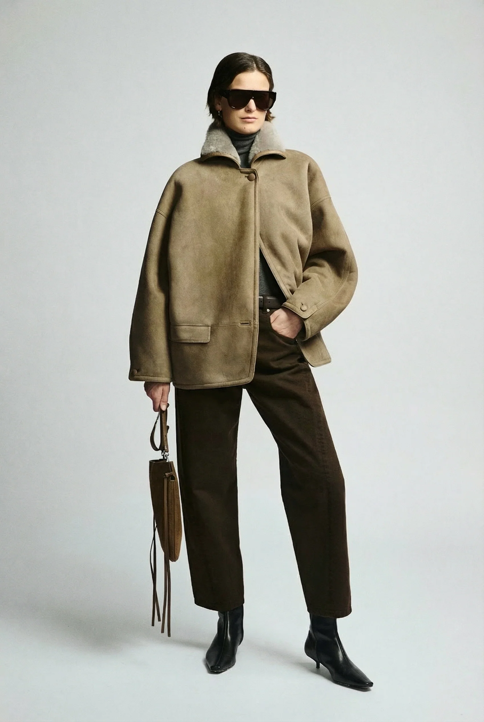 Rounded Merino Shearling Jacket - Image 5