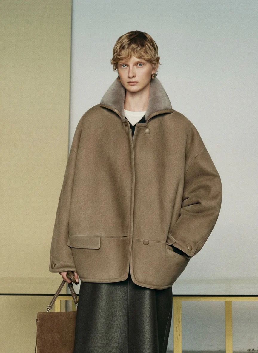 Rounded Merino Shearling Jacket - Image 6