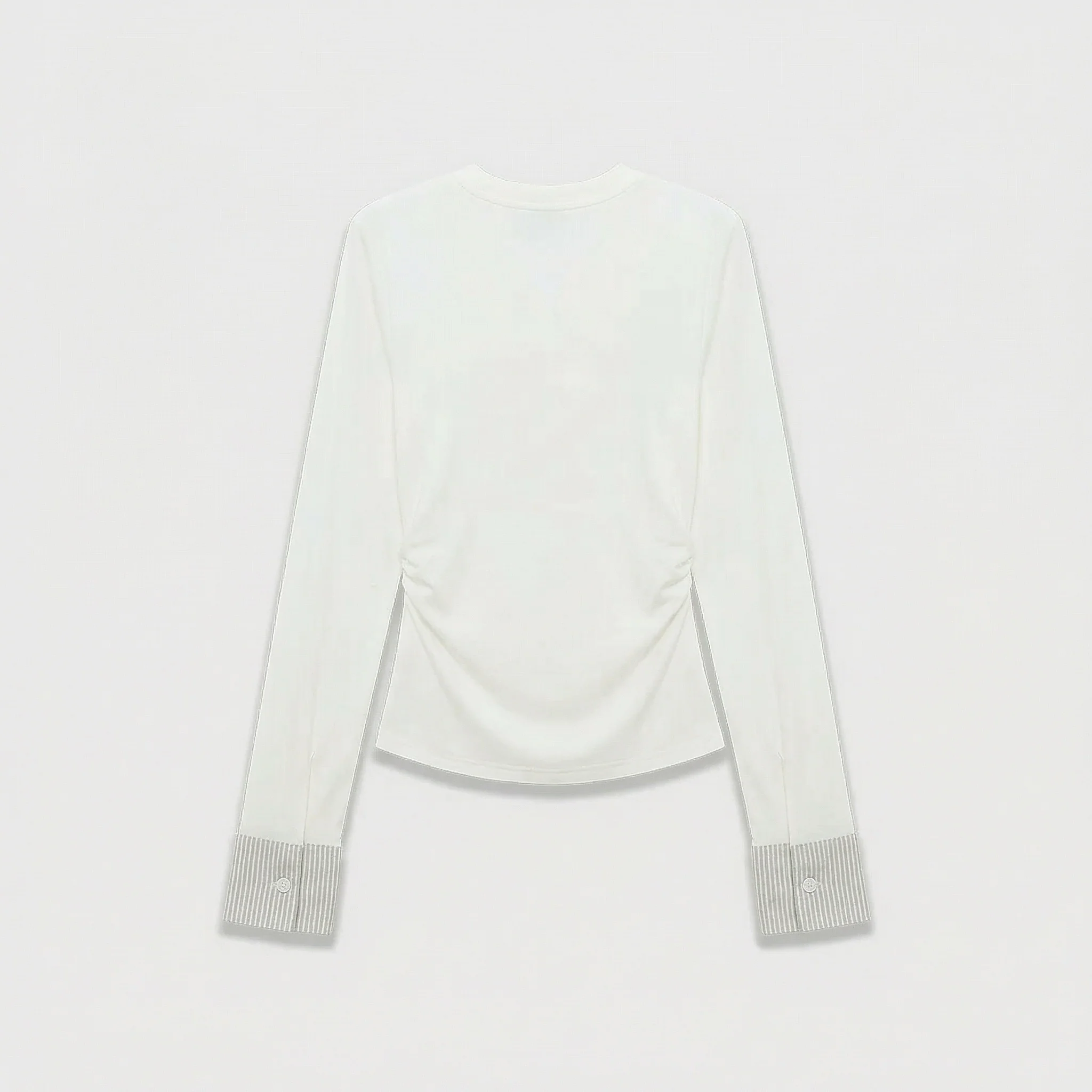 Ruched Crewneck Top with Detachable Cuffs - Image 3