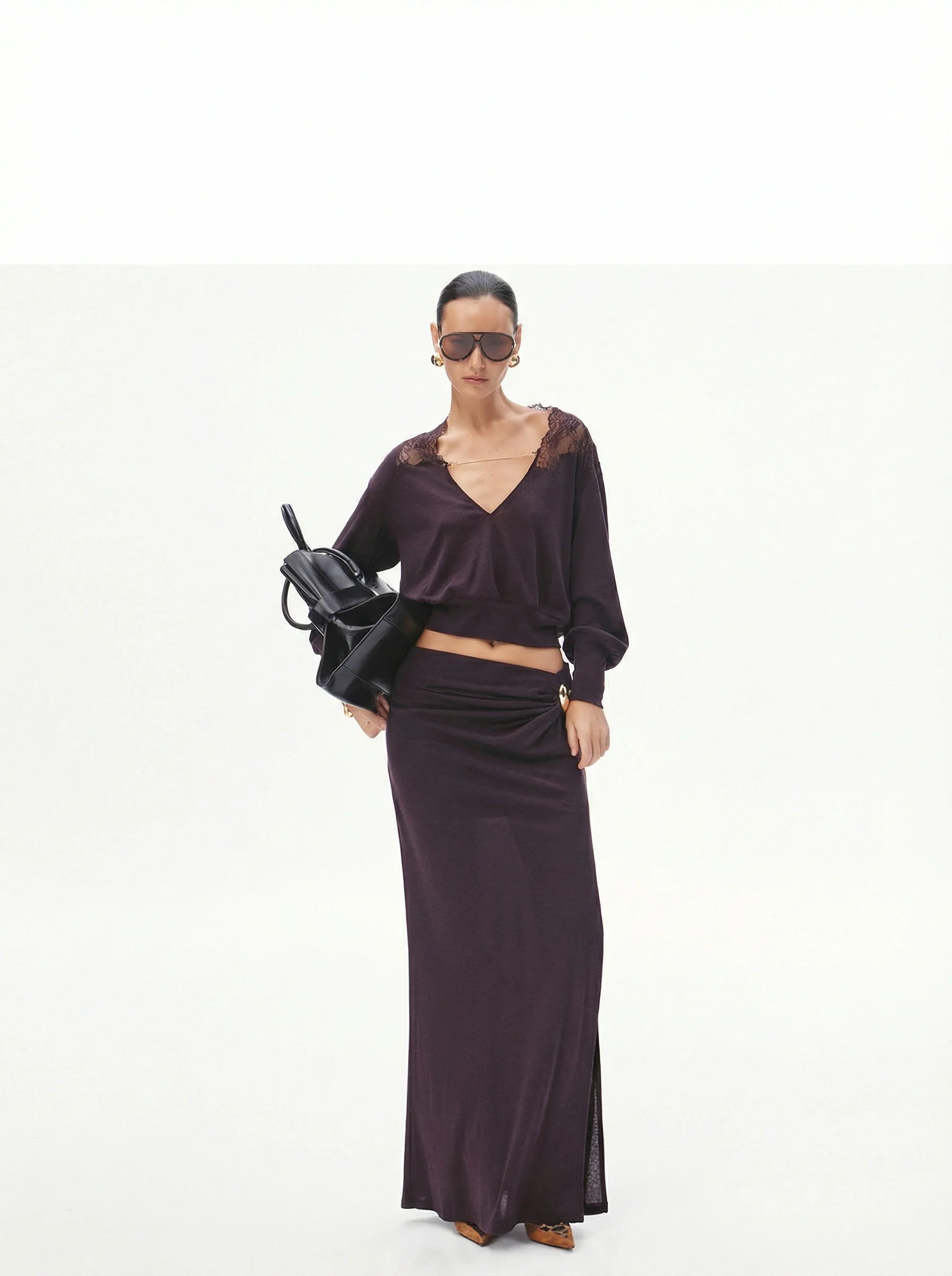 Ruched Hardware Maxi Skirt - Image 5
